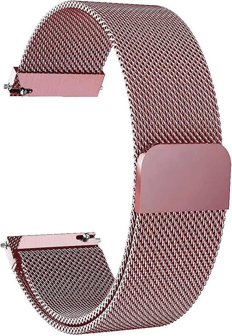 22Mm Stainless Steel Mesh Loop Bracelet Strap Compatible with Samsung Galaxy Watch 3 45Mm/Gear S3 Frontier/Classic Band, Replacement for Ticwatch Pro/Samsung Galaxy Watch 46Mm  YZWDTGS 1-Rose pink  