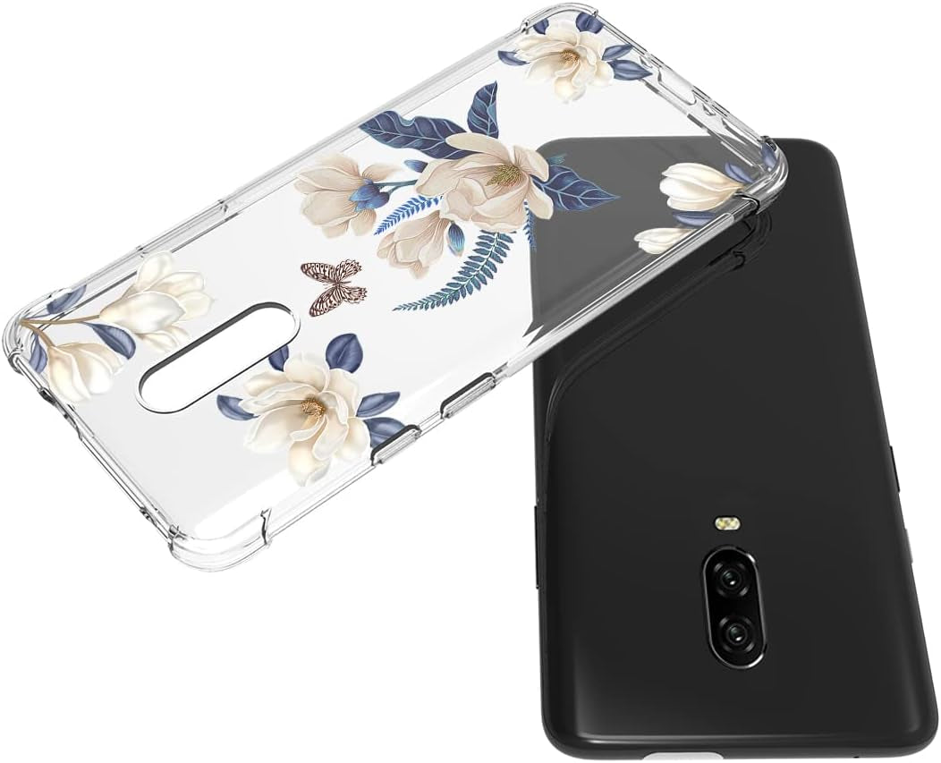Vokuha for Oneplus 7 Gm1901/Oneplus 6T A6010 Case for Girls Women, Cute Clear Slim Shockproof Pattern Soft Flexible TPU Rubber Back Phone Protective Cover Cases for Oneplus 6T (White Flower)  Vokuha   