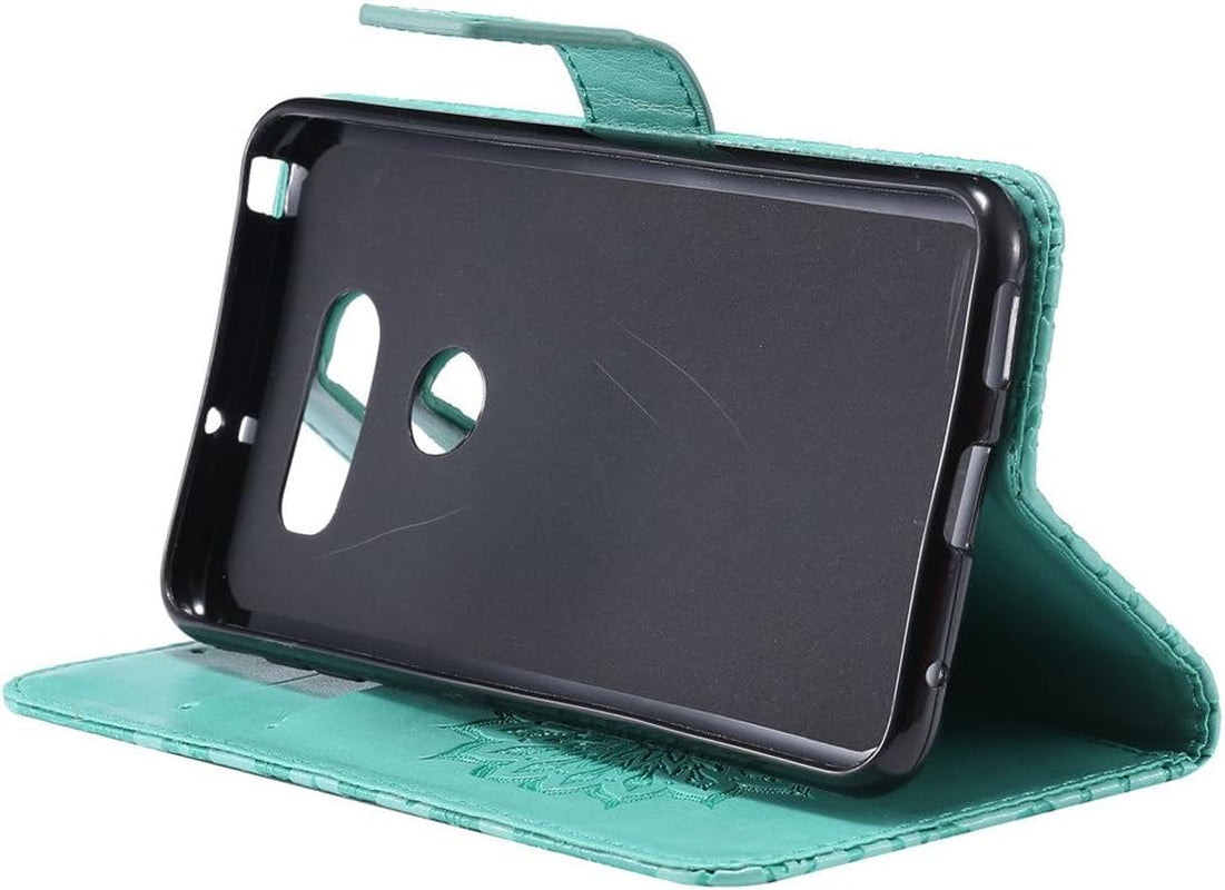 ISADENSER LG V30 Case LG V30S Case Sunflower Series as Case with Shockproof Kickstand Credit Card Holder Flip Magnetic Closure Protection Wallet Leather PU Case Cover for LG V30 plus Green Sunflower  ISADENSER   