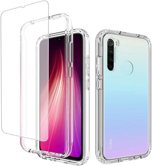 Zoeirc Case for Redmi Note 8 (2019/2021) M1908C3JH Case with Tempered Glass Screen Protector, Soft 360 Full Body Shockproof Hybrid Bumper Crystal Clear Case Cover for Xiaomi Redmi Note 8 (Clear)  Zoeirc   