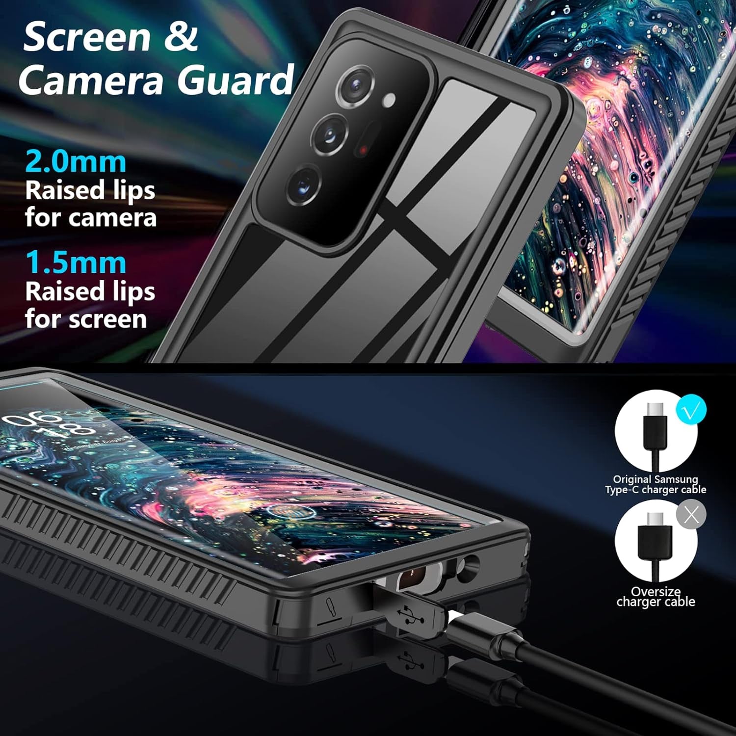ANTSHARE for Samsung Galaxy Note 20 Ultra Case Waterproof,Built in Screen Protector Full-Body Protection Heavy Duty Shock-Proof Cover Waterproof Case for Galaxy Note 20 Ultra 6.9 Inch 5G-Gray  ANTSHARE   