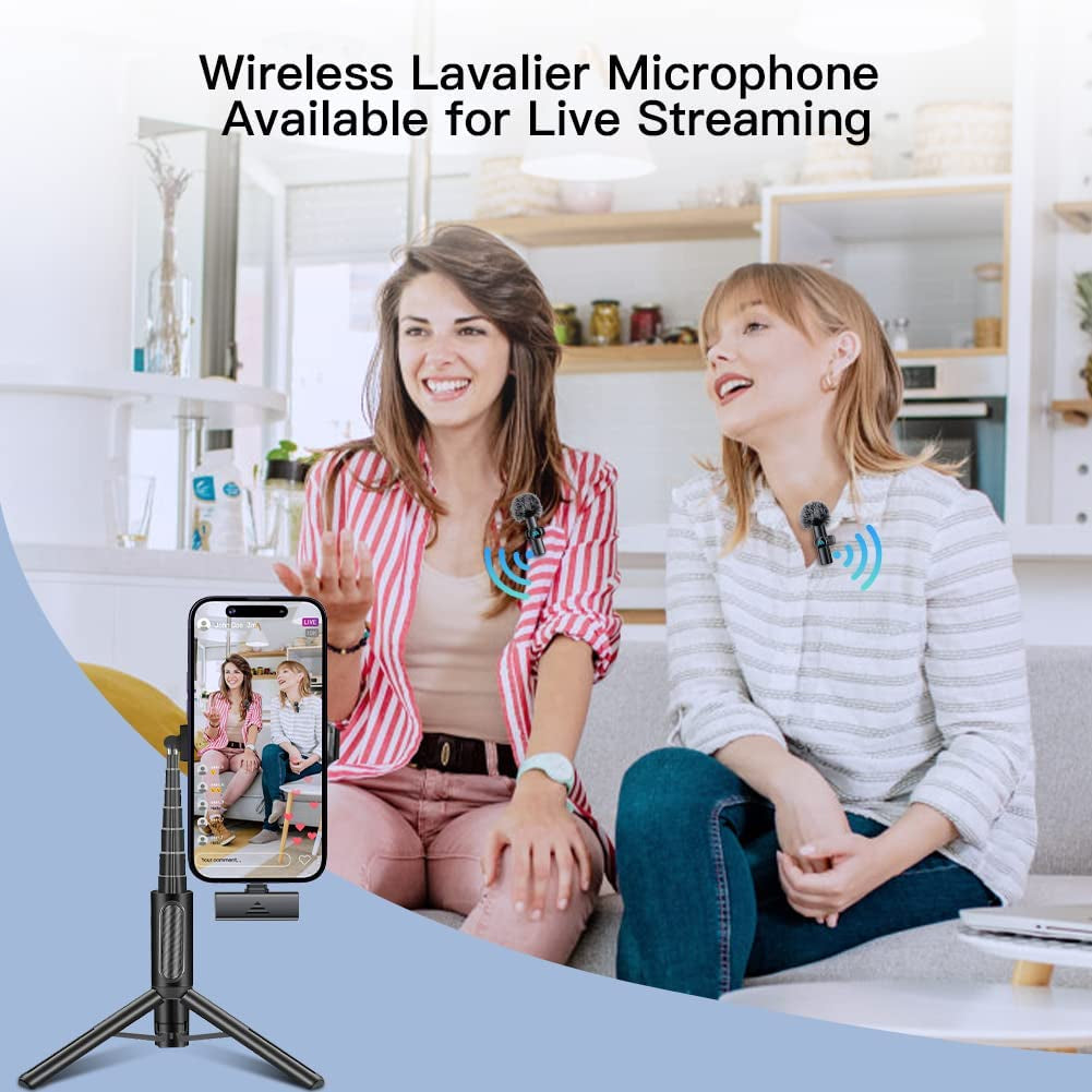 Leettus 2Pcs Lavalier Wireless Microphone for Iphone Ipad, Wireless Microphone for Video Recording, Game Live Streaming, Interviews, Youtube, Tiktok, Vlog  Leettus   