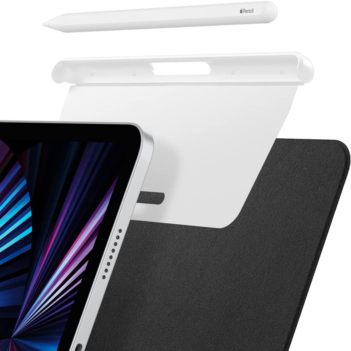 Spigen DA20 Compatible with Magic Keyboard, Smart Keyboard Folio, Smart Folio Designed for Apple Pencil Holder (2Nd Generation) - Black  Spigen White  