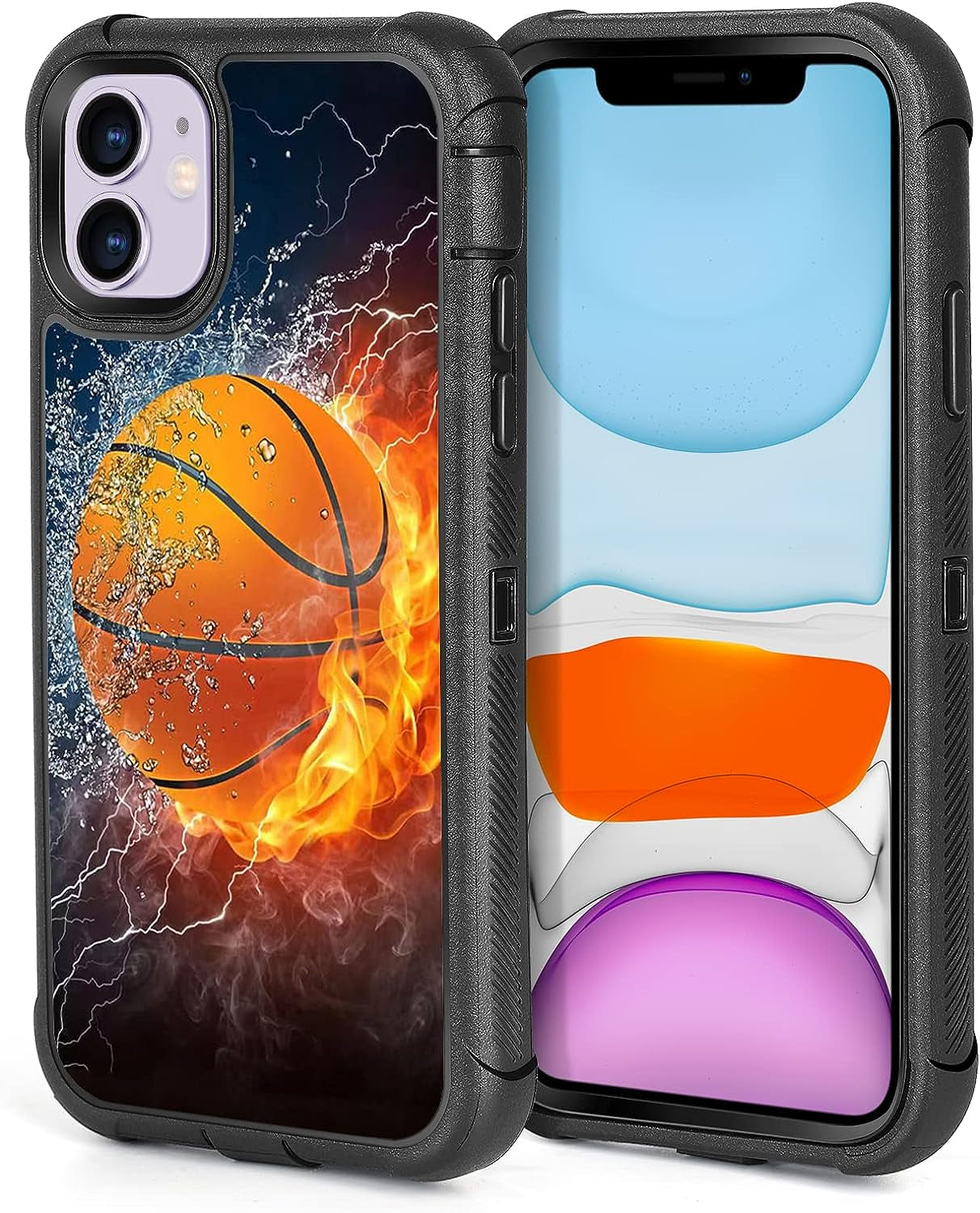 XWMHHP Compatible with Iphone 12 Case Iphone 12 Pro Case Goth Rock Skull Design for Women Girls,3-Layer Rugged Shockproof Hard Plastic Bumper +Soft Silicone Rubber Heavy Duty Case - Gothic Skeleton  XWMHHP Cool Basketball Iphone 12/12 Pro 