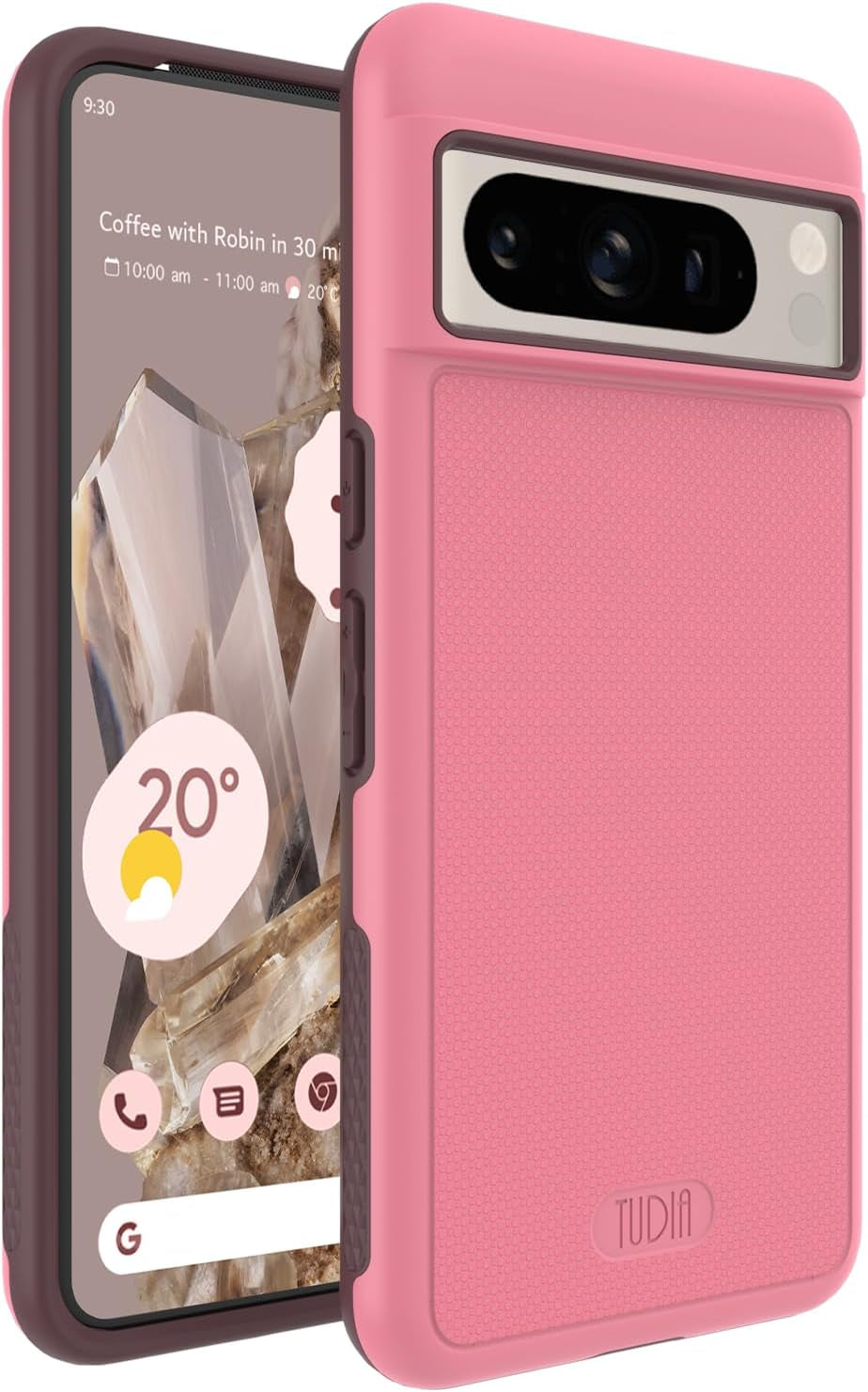 TUDIA Mergegrip Designed for Google Pixel 8 Pro Case 2023, [Magsafe Compatible] Military Grade Slim Dual Layer Heavy Duty Raised Edge Protection Non-Slip Protective Phone Case Cover - Green Lily  TUDIA Smokey Pink Basic 