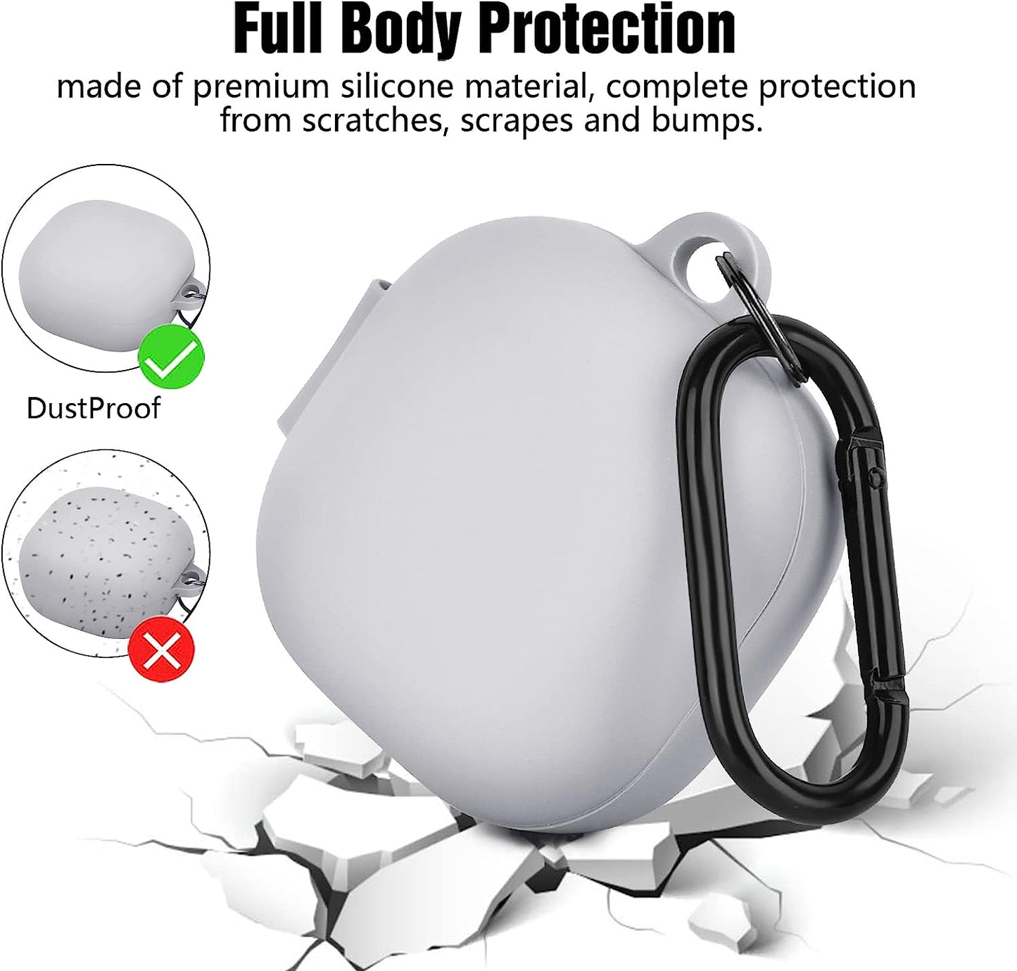AIRSPO Silicone Case Compatible with Samsung Galaxy Buds 2 Pro/Galaxy Buds 2/ Galaxy Buds Pro/Galaxy Buds Live Case （Grey）  AIRSPO   