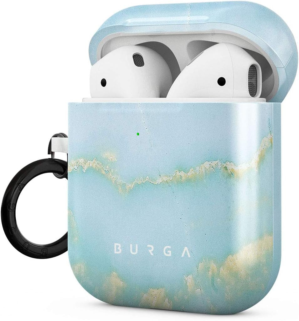 Burga Airpod Hardcase Compatible with Apple Airpods MAX Case, Sky Blue Mint Green Gold Dusts Marble Turquoise Azure Ocean Cute Case for Women, Protective Hard Plastic Case Cover  BURGA Sea Salt Airpods 1&2 