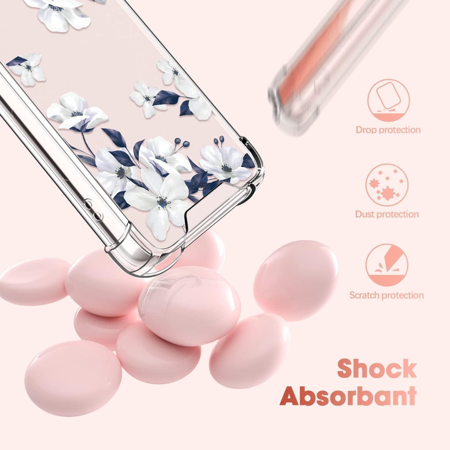 Cutebe Cute Clear Case for Samsung Galaxy S22 6.1 Inch 2022 Released, Shockproof Series Protective Cover with Screen Protector and Camera Lens Protector for Women, Girls  Cutebe   