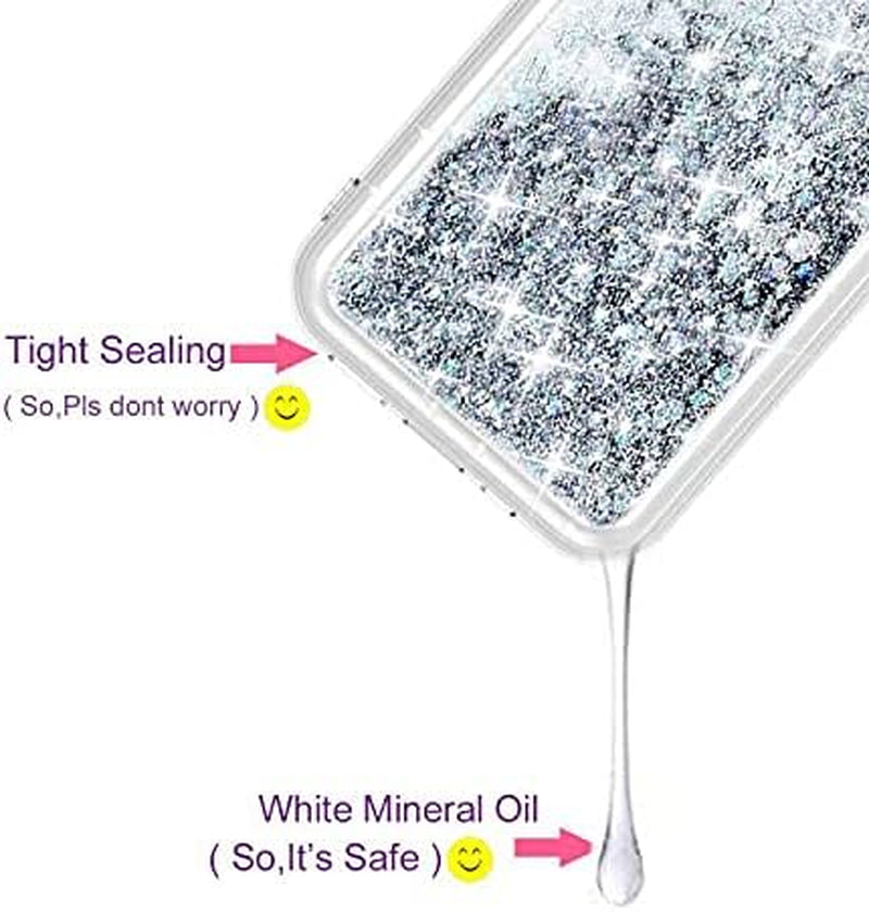 WORLDMOM Compatible with Iphone 13 Case,Clear Bling Flowing Liquid Floating Sparkle Colorful Glitter Waterfall TPU Protective Phone Case Compatible with Iphone 13 [6.1 Inch 2021], Silver  WORLDMOM   