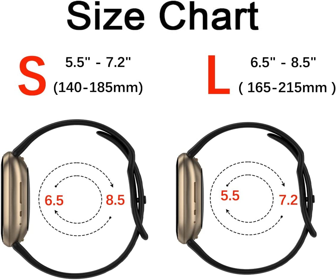 4 Pack Sport Bands Compatible with Fitbit Sense/Versa 3,Classic Soft Silicone Replacement Wristbands for Versa 3 Smart Watch Women Men Large（Black+Dark Blue+Rock Cyan+Grey）  SENGKOB   