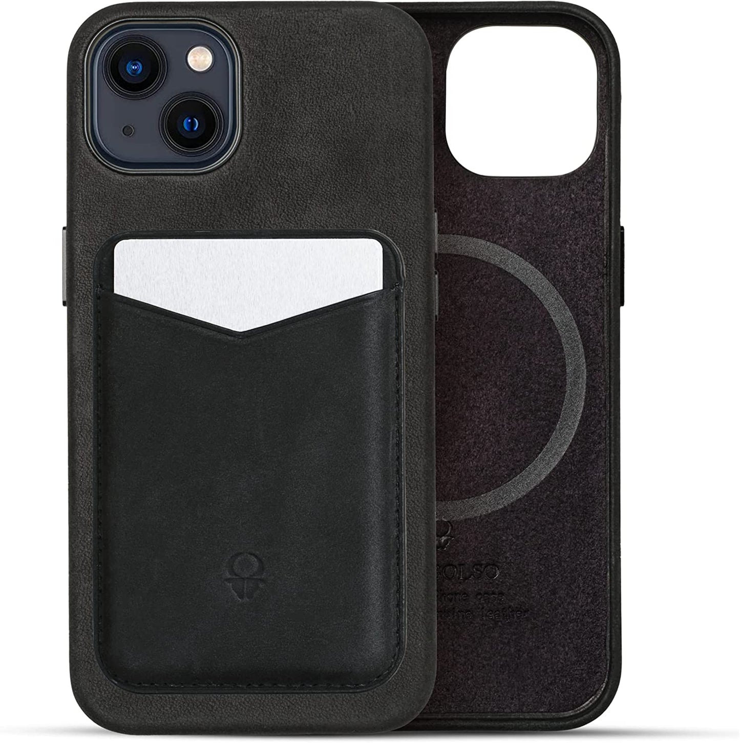 Donbolso Iphone 14 Pro Max Case Leather + Wallet Bundle - Apple Iphone Case in Vintage Black - Compatible with Magsafe - Lip Screen Protection - Elegant Leather Soft Grip - Strong Magnetic Phone Cases  DONBOLSO Vintage Black iPhone 13 Case + Wallet 