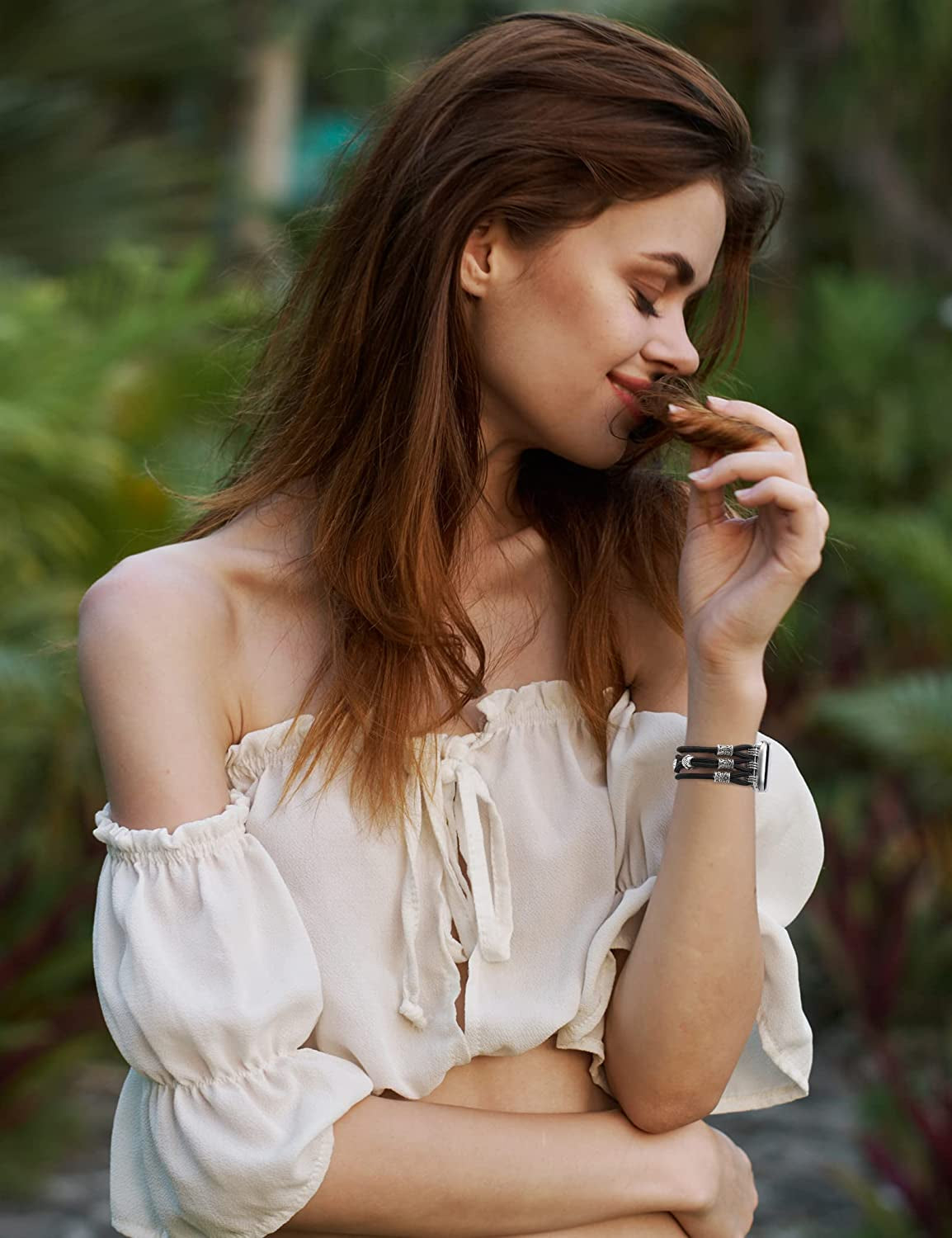 TOYOUTHS Beaded Bracelet Compatible with Apple Watch Band 38Mm 40Mm 41Mm Women, Premium Braided Nylon Elastic Stretchy Boho Cute Fancy Charms Solo Loop Strap for Iwatch Series 8/SE/7/6/5/4/3/2/1, M  TOYOUTHS   