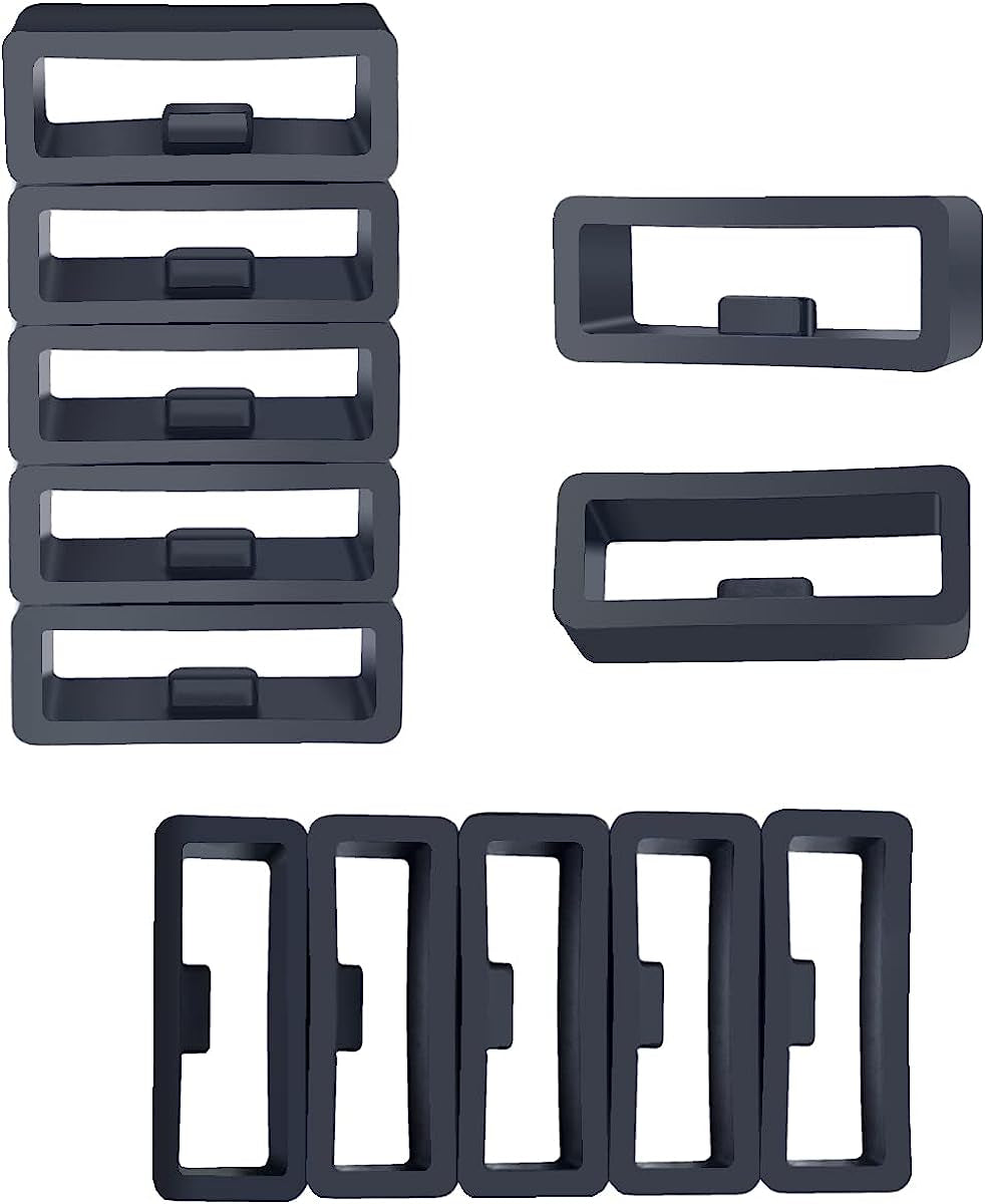 12-PACK Rubber Silicone Watch Band Compatible with Garmin Vivoactive/Forerunner Watch Strap Fastener Ring Security Loops 20Mm Black  YAQQ   