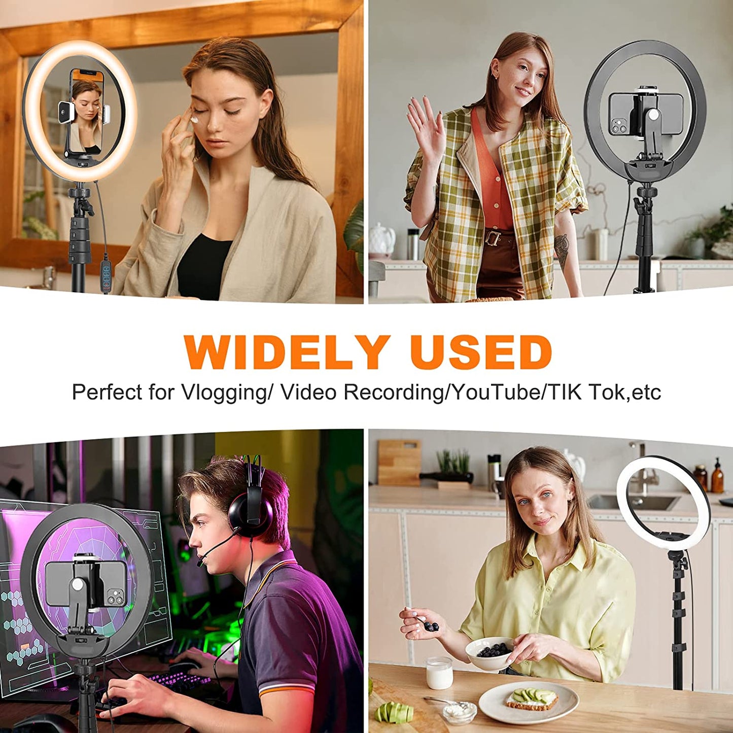 Ubeesize 12'' Ring Light with 62'' Selfie Stick Tripod, LED Ring Light with Stand and Phone Holder for Recording/Makeup/Youtube/Tik Tok, Compatible with Cell Phone, Camera  UBeesize   