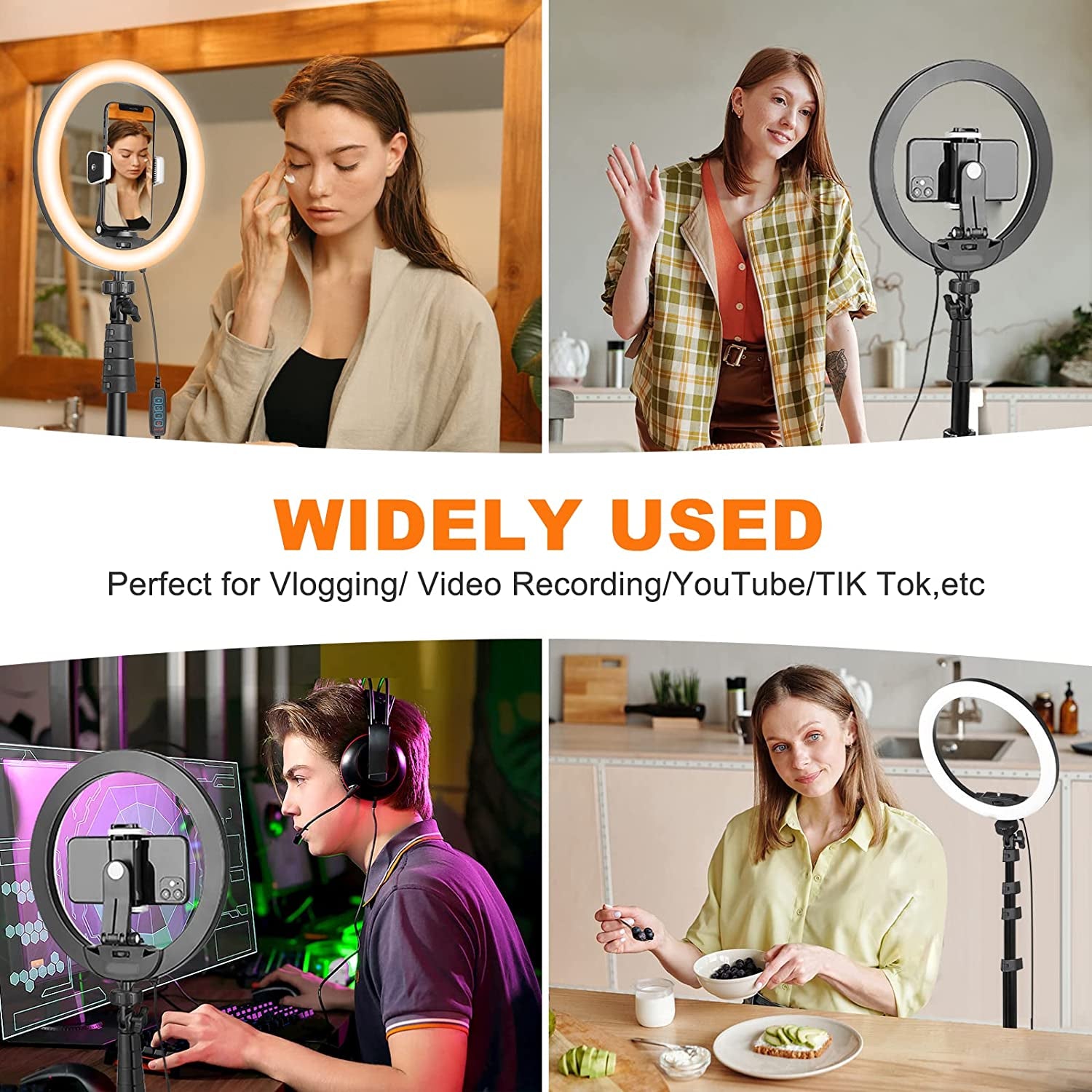 Ubeesize 12'' Ring Light with 62'' Selfie Stick Tripod, LED Ring Light with Stand and Phone Holder for Recording/Makeup/Youtube/Tik Tok, Compatible with Cell Phone, Camera  UBeesize   