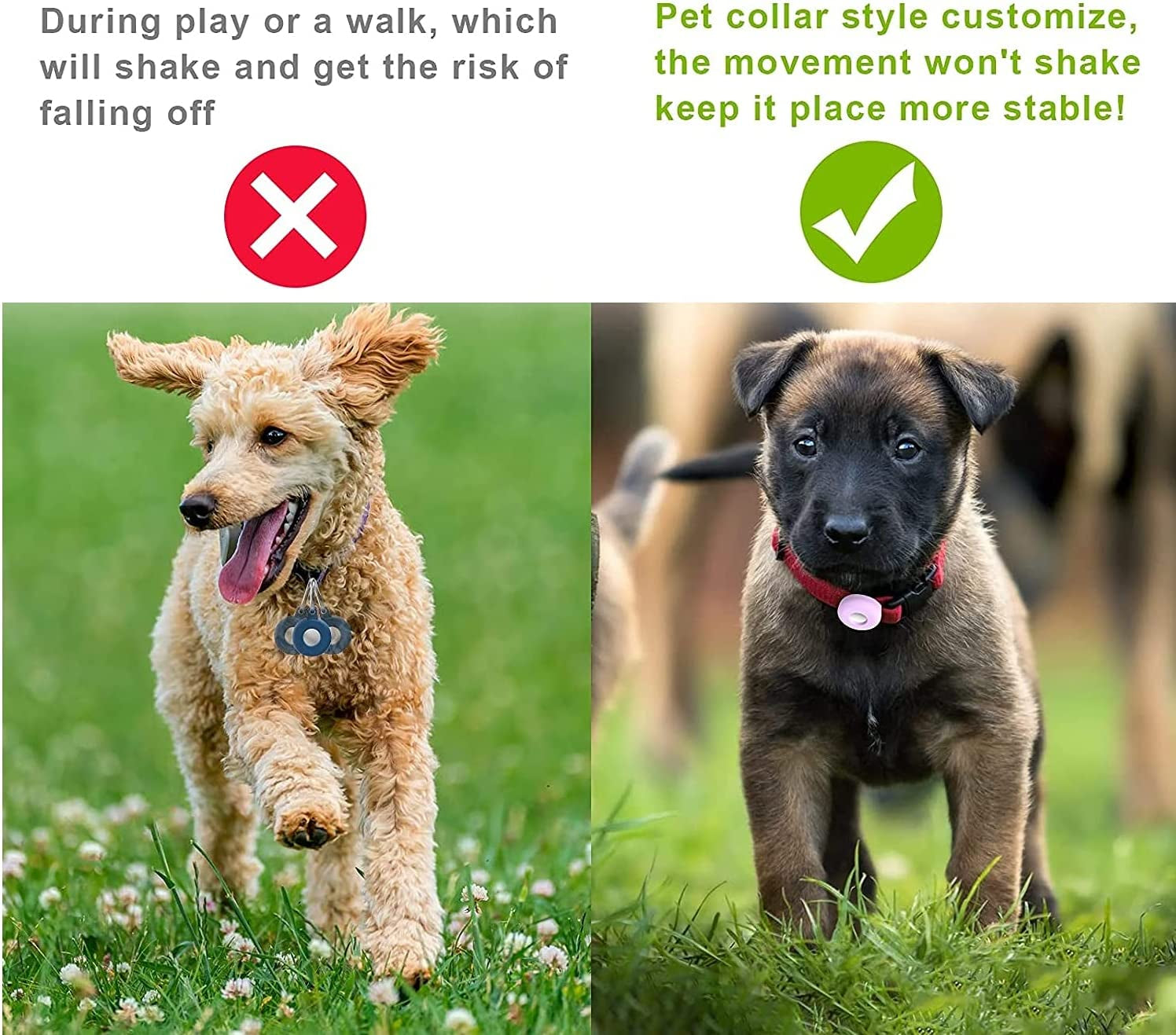 Dog Collar Holder for Apple Airtag 2 Pack , Anti-Lost Airtag Silicone Dog Collar Cat Pet Loop Holder ,Compatible with Pet Collars Loop&Backpack Airtag Accessories (Pink & Purple) 1  N\C   