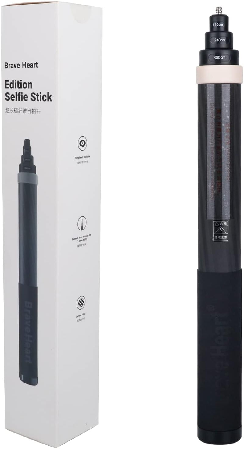 Extendable 36Cm-3M Carbon Fiber Invisible Selfie Stick for Insta360 Insta 360 ONE X3 X2 ONE RS ONE R ONE X for Gopro Panoramic Camera Accessories (Pink)  Lamgend Technology   