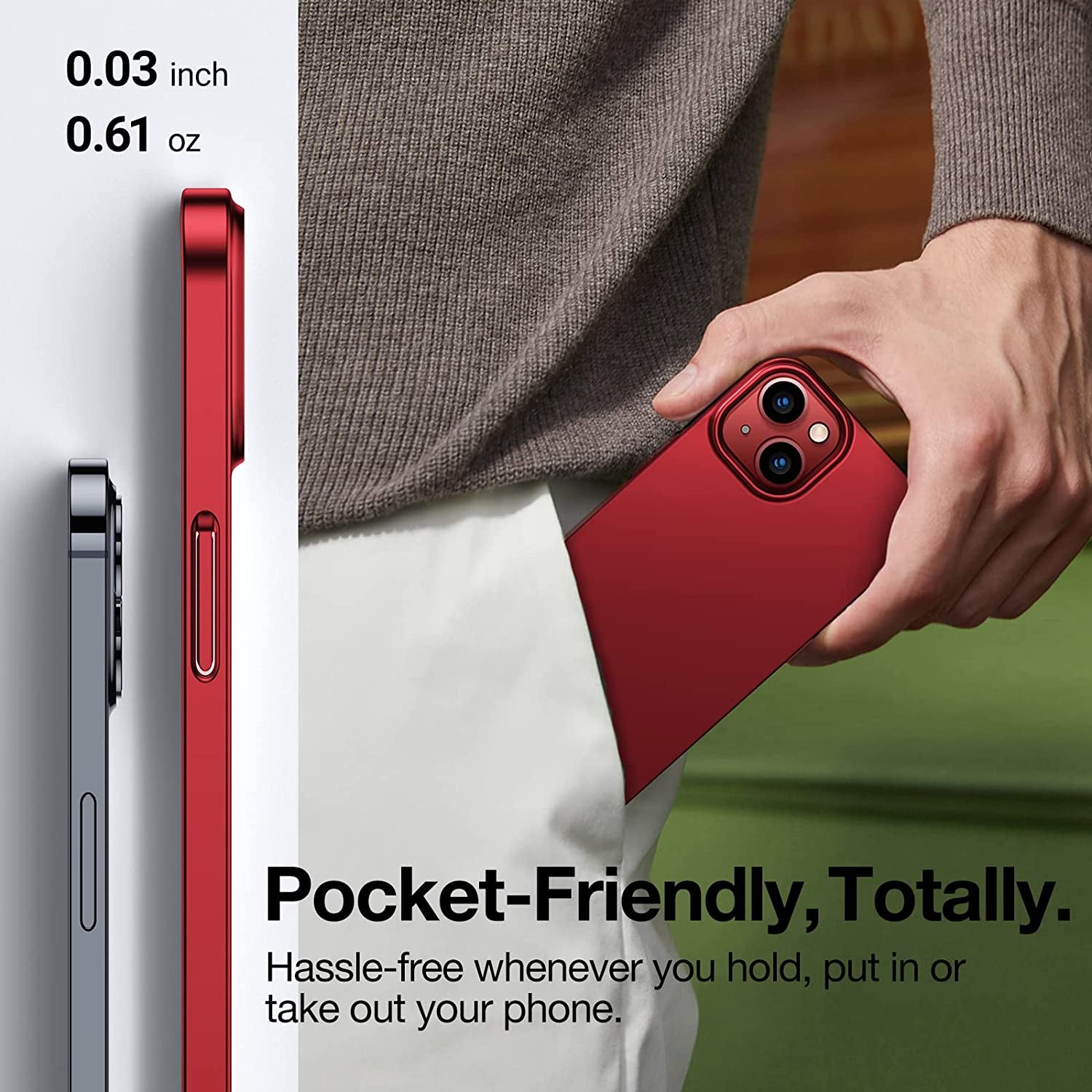 TORRAS Slim Fit for Iphone 14 Case/Iphone 13 Case Ultra-Thin Sturdy Protective Cover with Non-Slip Grip & No Fingerprint Hard Plastic Phone Case for Iphone 14/13 (6.1"), Santa Red  TORRS   