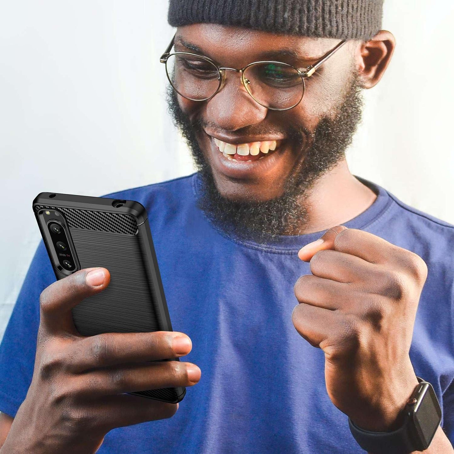 Cell Phone Case for Sony Xperia5-Iv,Refined Carbon Fiber,Anti-Fall,Anti-Fingerprint,Full Protection  IDEWEI   