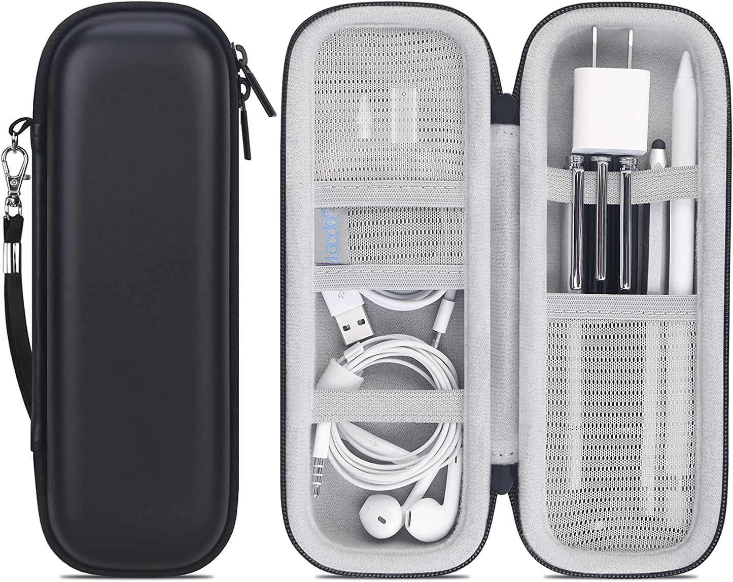 Lacdo Apple Pencil Case Holder for Apple Pencil 2Nd/1St, Ipad Pro Pen Pencil, Apple Pen Accessories, Samsung Huawei Stylus, USB Cable, Earphone Hard EVA Protective Carrying Case Bag, Black  Lacdo   