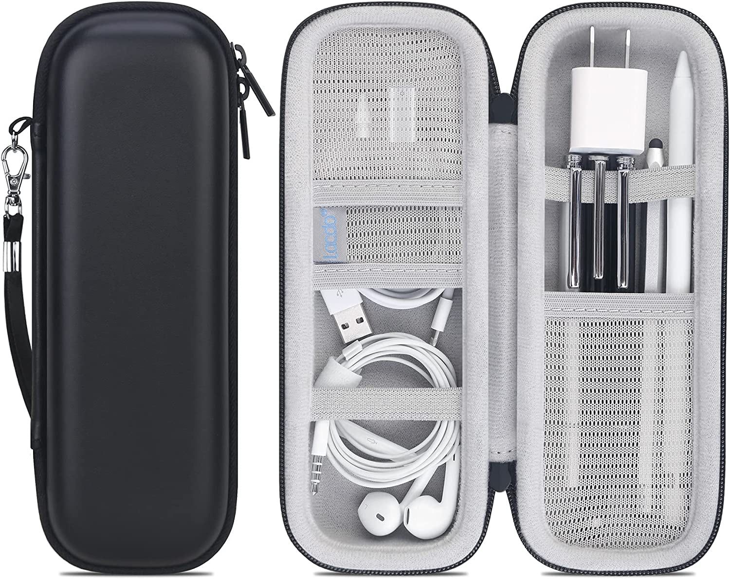 Lacdo Apple Pencil Case Holder for Apple Pencil 2Nd/1St, Ipad Pro Pen Pencil, Apple Pen Accessories, Samsung Huawei Stylus, USB Cable, Earphone Hard EVA Protective Carrying Case Bag, Black  Lacdo   