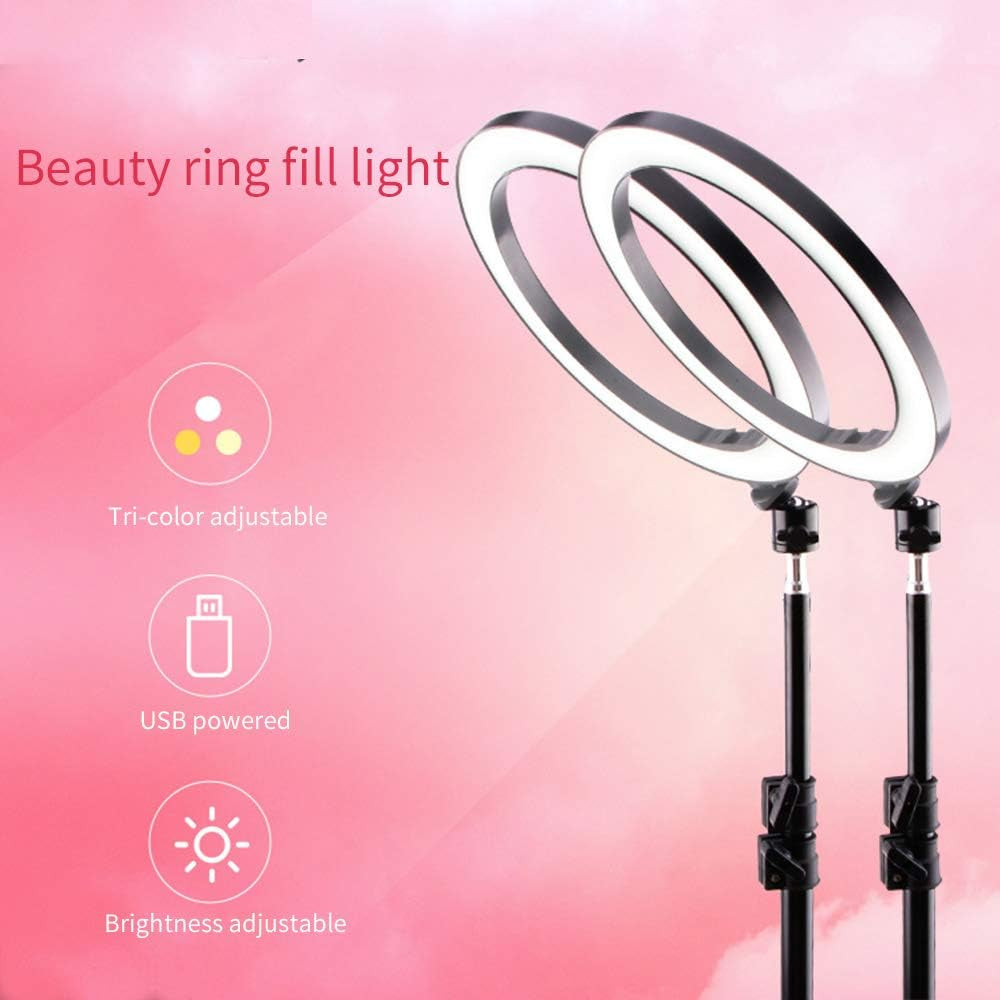 10" Selfie Ring Light with Tripod Stand & Phone Holder for Live Stream/Makeup,Dimmable Led Lighting Ringlight for Youtube Tiktok Photography Vlogging Video Compatible with Iphone Xs Max XR Android  SHARE SUNSHINE   