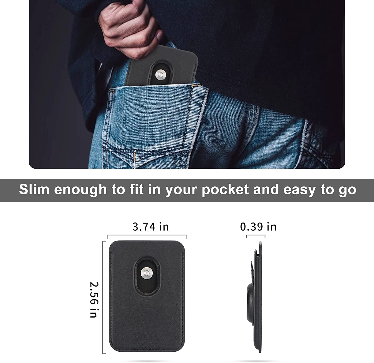 REMOJANO Snap-On Magsafe Card Wallet with Built-In Airtag Pocket, Airtag Case & Magnetic Card Wallet, Compatible for Iphone 12/13 Series (Black)  REMOJANO   