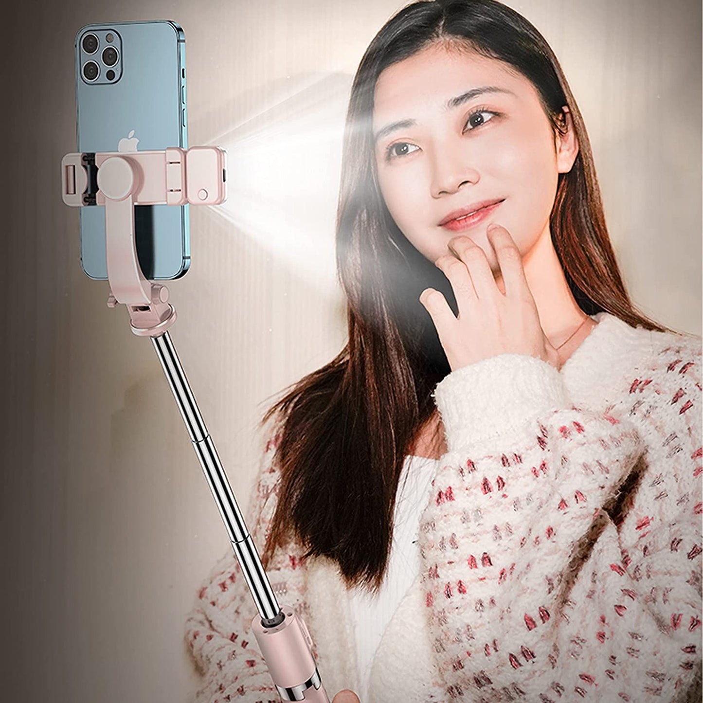 Selfie Stick & Phone Tripod,Mqouny Portable Selfie Fill Light,Portable All-In-One Professional Travel Tripod with Remote, Compatible with Android/Iphone (Pink)  MQOUNY Dongguan Manxin Electronic Technology Co. , Ltd.   