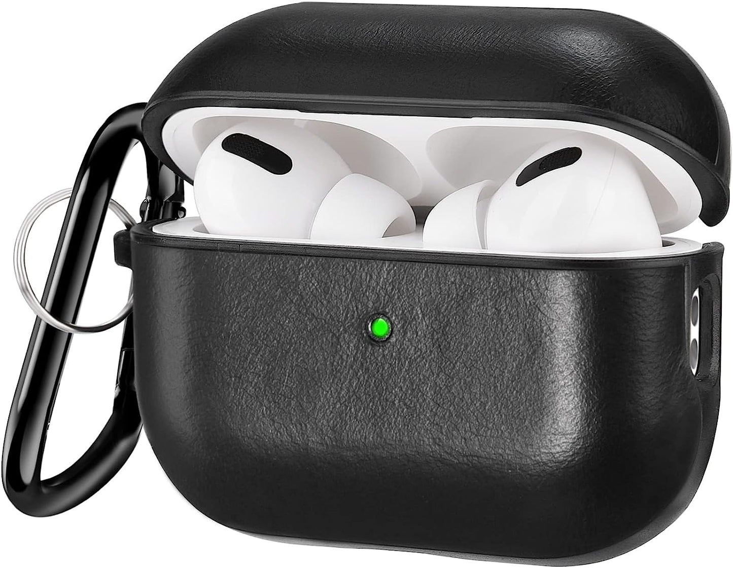 V-Moro Compatible with Airpods Pro Case Leather, Genuine Leather Airpod Pro Case for Airpods Pro [Front LED Visible] Protective Cover Skin Brown Men Women  V-MORO Black Airpods pro 2(2022) 