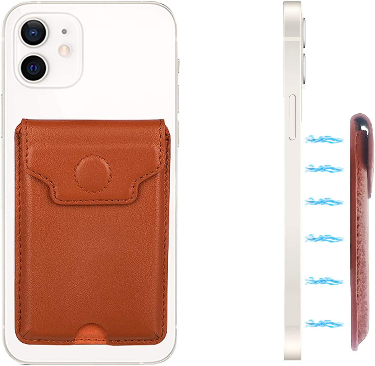 Luxury Magnetic Magsafe Wallet Card Holder Magsafe Wallet Iphone 12 13 Pro Max Stick on Magnetic Compatible with Iphone 12/13 Pro|Pro Max(Green)  QinLo Brown  