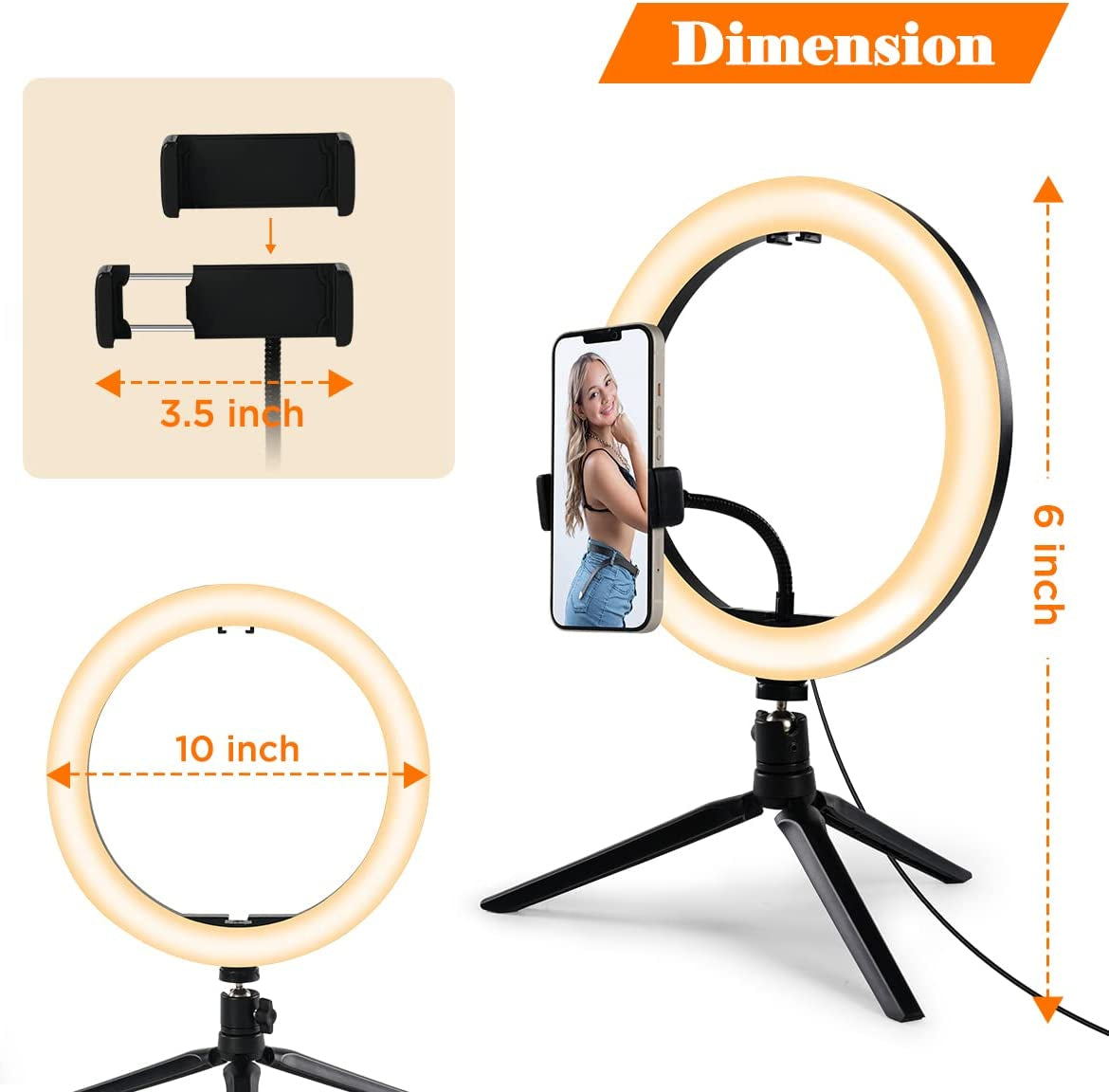 10" Selfie Ring Light LED Dimmable Circle Lights with Tripod & Phone Stand for Photography Youtube Video Recording Vlogs  Maraawa   