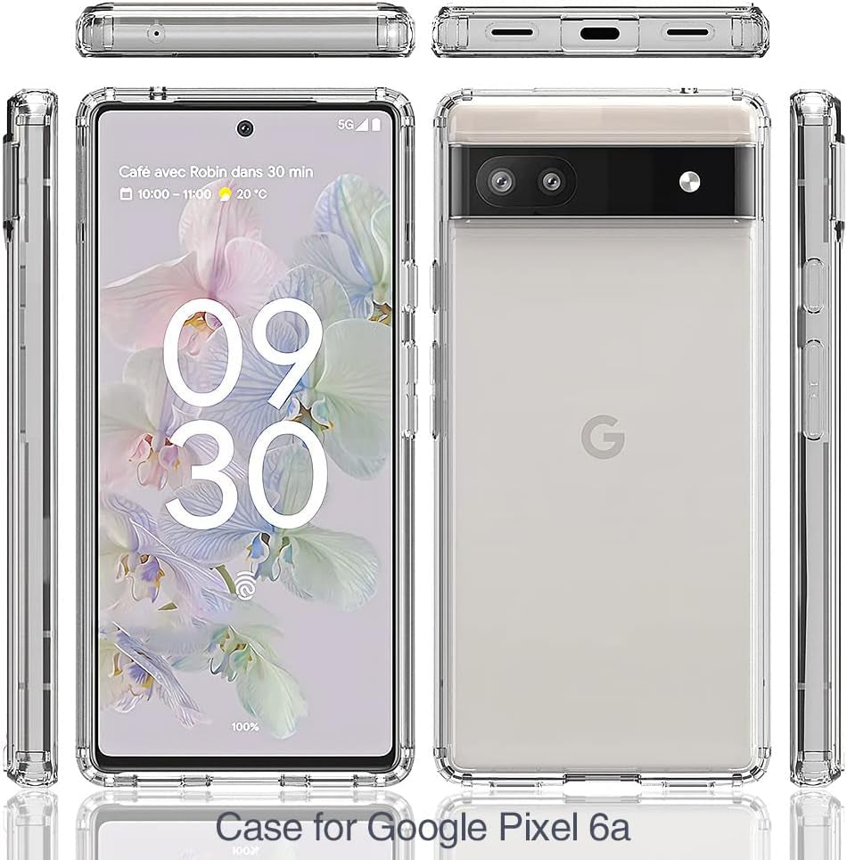 Niopiee for Google Pixel 6A Case Crystal Clear Hard Slim Case Hybrid Shockproof Bumper with Tempered Glass Screen Protector Full Body Anti-Yellow Anti-Scratch Phone Protective Cover  NIOPIEE   