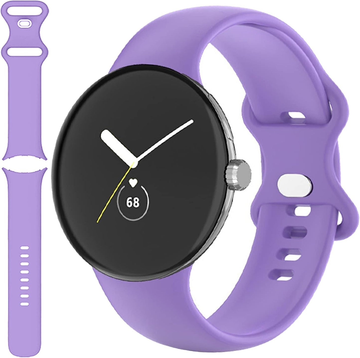 Miimall Compatible for Google Pixel Watch Band Silicone, Flexible Quick Fit Strap for Women Men, Breathable Lightweight Replacement Band Strap for Google Pixel Watch(Deep Green)  Miimall Violet Large 