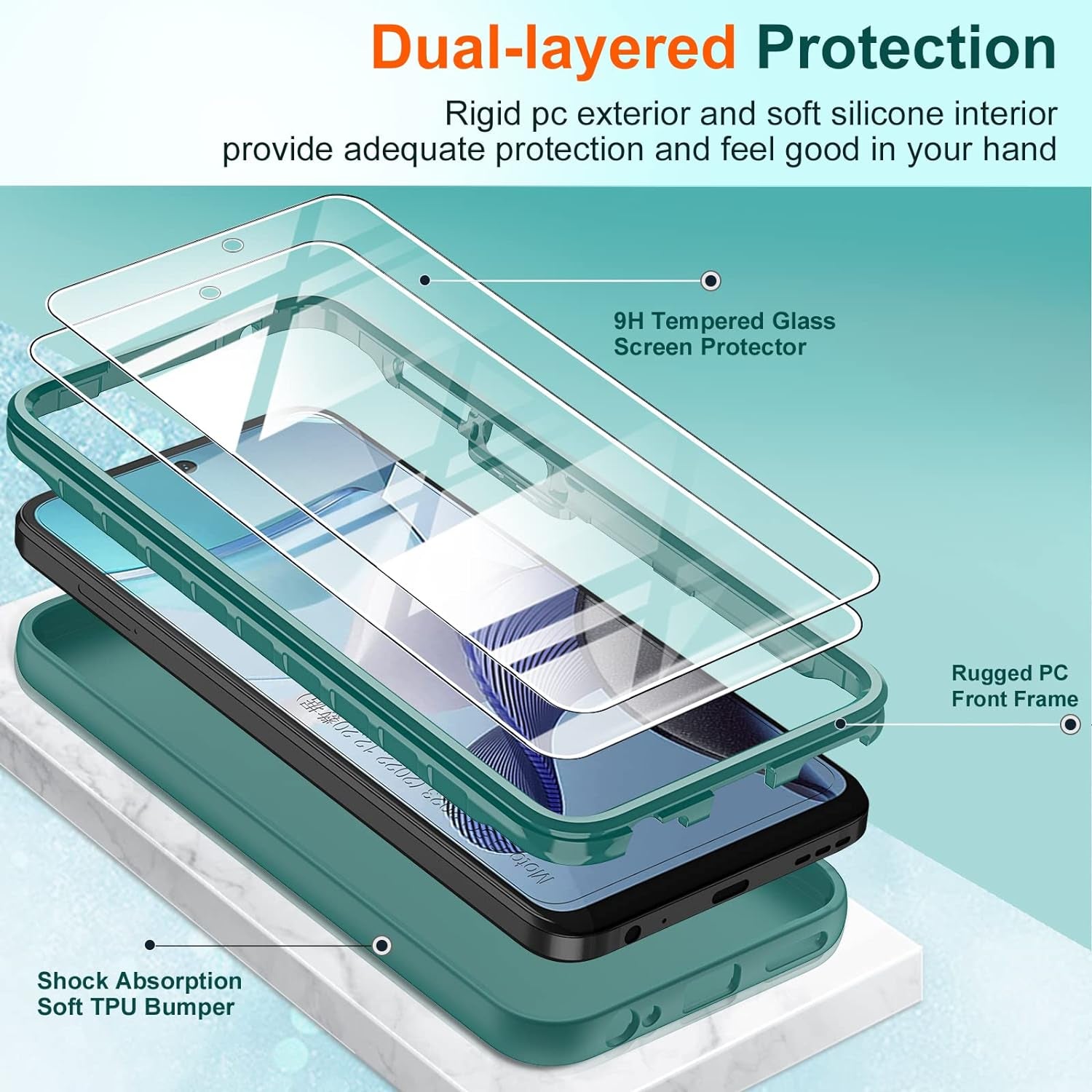 Leyi for Moto G Power 5G 2023 Case, Motorola G 5G 2023 Case with [2 X Tempered Glass Screen Protector], Full-Body Shockproof Soft Liquid Silicone Protective Phone Cover Case for G 5G 2023, Green  LeYi   