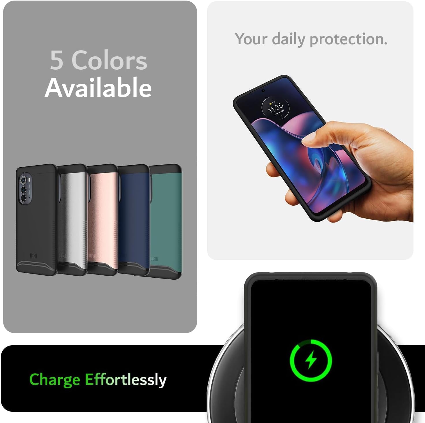 TUDIA Dualshield Designed for Motorola Edge 2022 Case, [Merge] Shockproof Military Grade Slim Dual Layer Heavy Duty Protection for Moto Edge 2022 Case - Metallic Slate  TUDIA   