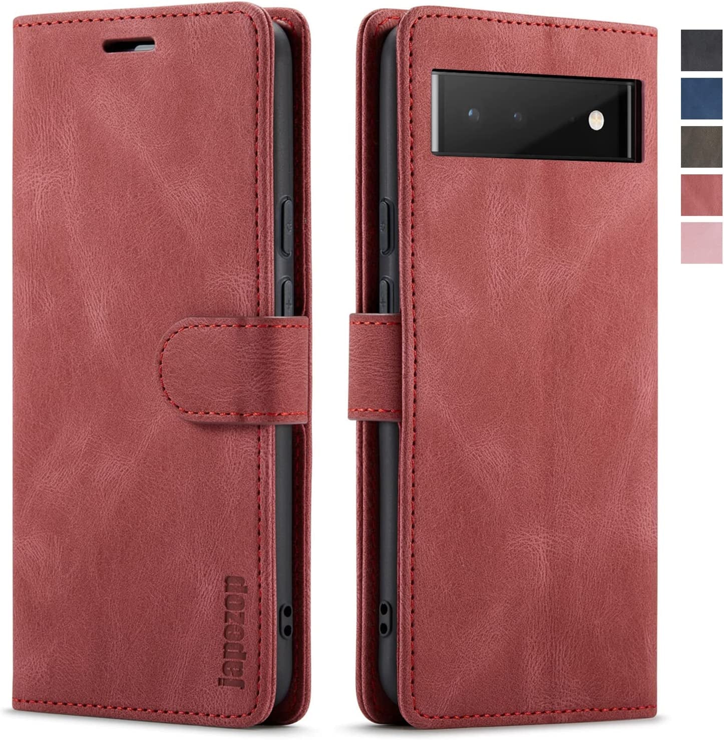 Google Pixel 6 5G Case,Google Pixel 6 5G Wallet Case with [RFID Blocking] Card Holder Kickstand Magnetic,Leather Flip Case for Google Pixel 6 5G 6.4 Inch (Wine Red)  japezop   