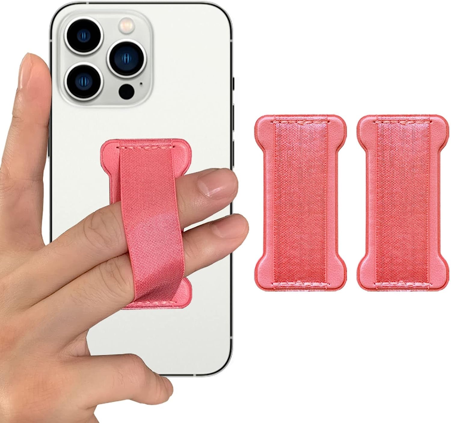 WUOJI - Finger Strap Phone Holder - Ultra Thin Anti-Slip Universal Cell Phone Grips Band Holder for Back of Phone - 2Pack(Black)  WUOJI Pink  