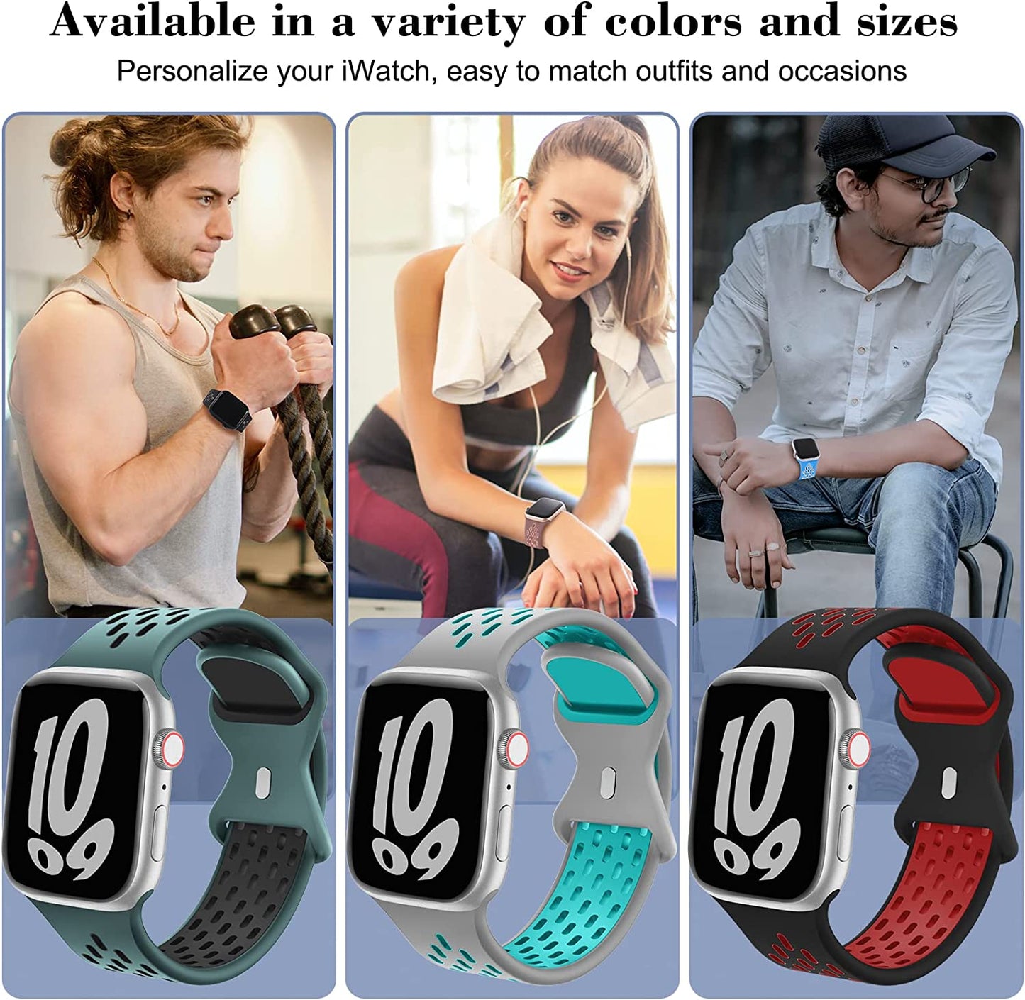 Shalila 4 Pack Sport Bands Compatible with Apple Watch Band 49Mm 45Mm 44Mm 42Mm 41Mm 40Mm 38Mm for Men Women, Silicone Breathable Wristband Replacement Strap for Iwatch Ultra Series 8/7/SE/6/5/4/3/2/1  Shalila   