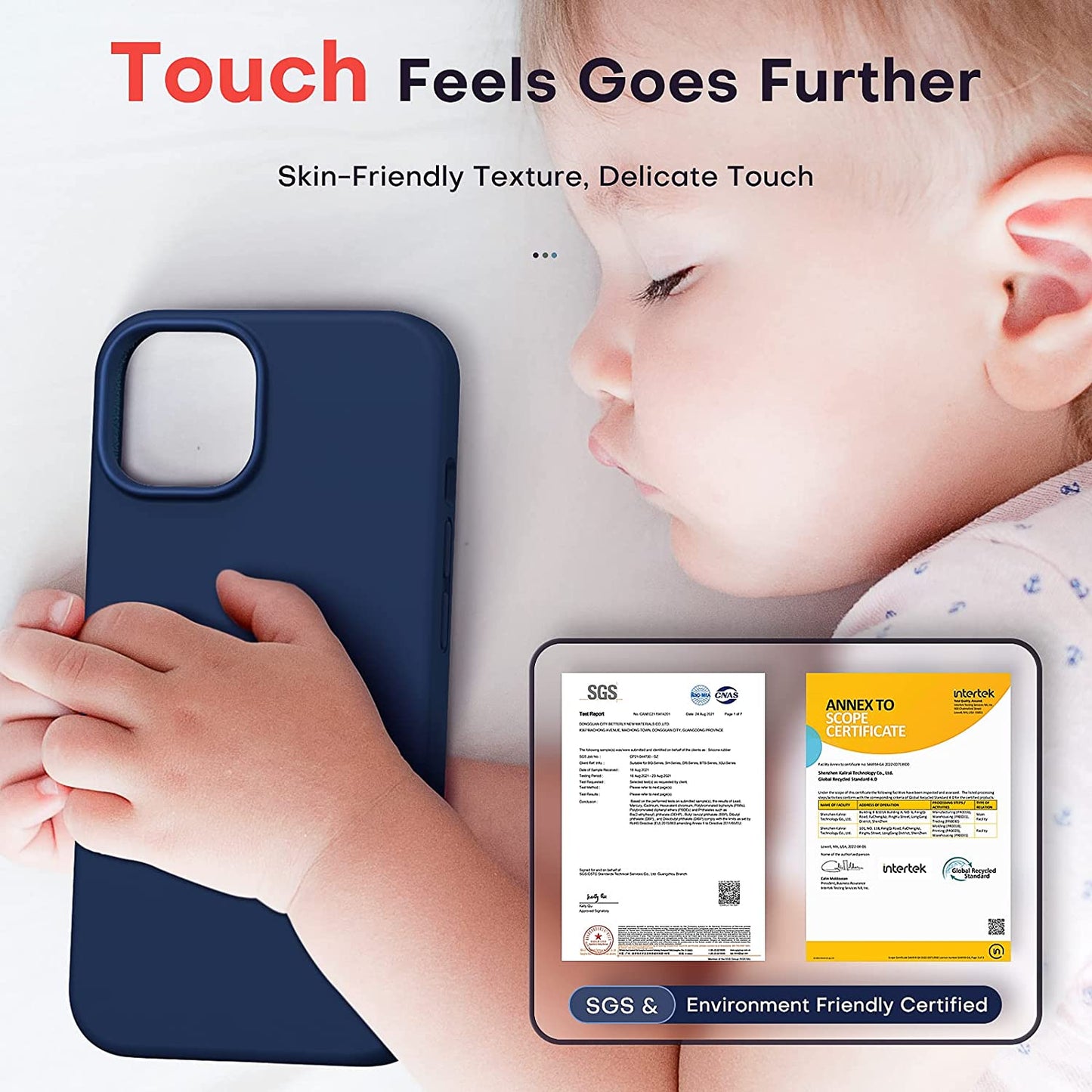 TOCOL [5 in 1 Designed for Iphone 14 Case, with 2 Pack Screen Protector + 2 Pack Camera Lens Protector, Liquid Silicone Phone Case 6.1 Inch, [Anti-Scratch] [Drop Protection], Blue  TOCOL   