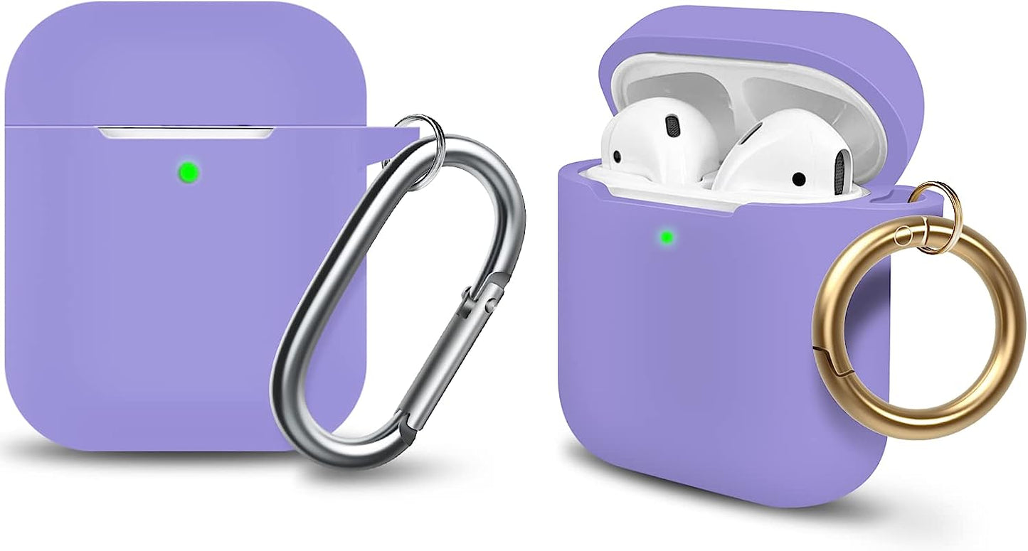 MOLOPPO Case Cover Compatible with Airpods, Soft Silicone Protective Cover with Keychain for Women Men Compatible with Apple Airpods 2Nd 1St Generation Charging Case, Front LED Visible- Milk Tea  MOLOVA K-Violet  
