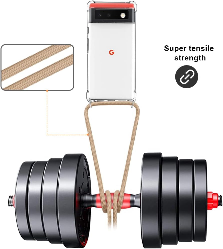 YESPURE Crossbody Case for Google Pixel 6 Pro 6.71Inch,Clear Transparent TPU Soft Phone Cover for Google Pixel 6 Pro with Neck Cord Lanyard Strap-Clear - Beige  YESPURE   