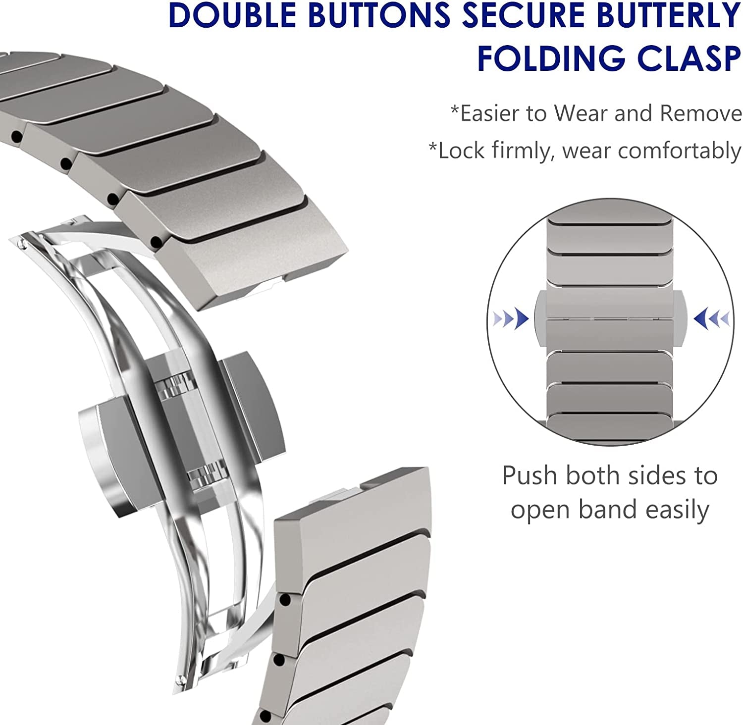 WINGLE Compatible for Apple Watch Ultra Band 49Mm 44Mm 45Mm 42Mm Series 8 7 Men, Stainless Steel Band Metal Strap Wristband for Apple Watch Iwatch Ultra SE 6 5 4 3 2 1 Link Women, Titanium  WINGLE   