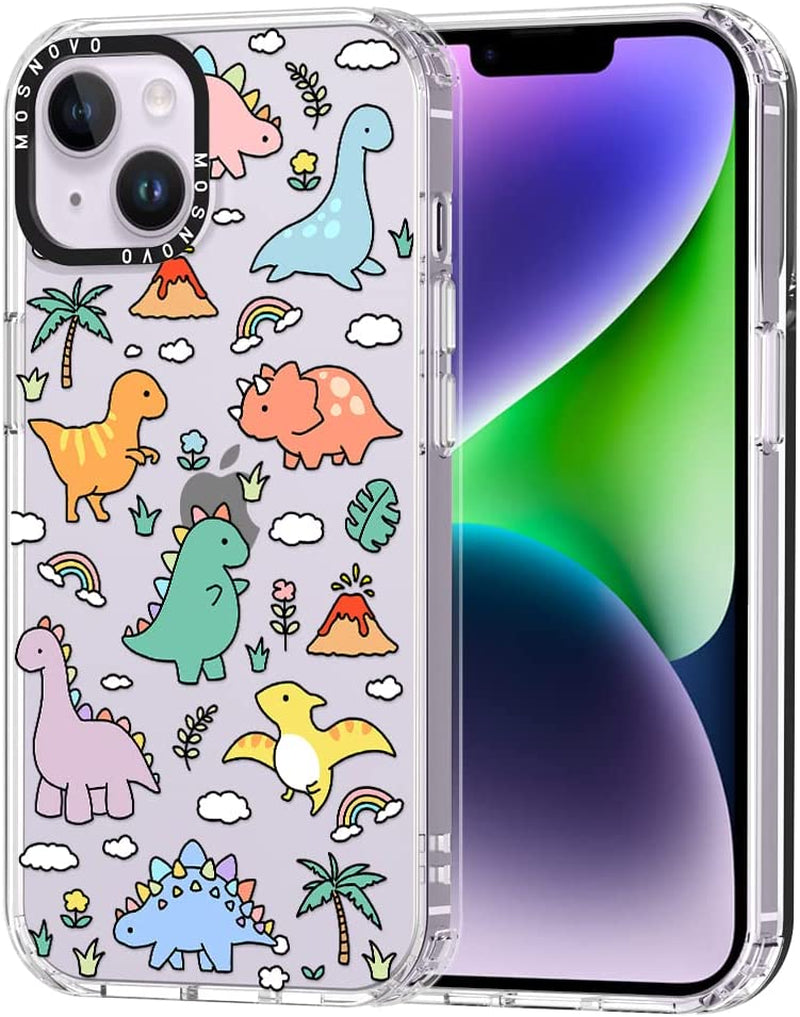 MOSNOVO Compatible with Iphone 14 Case, [Buffertech 6.6 Ft Drop Impact] [Anti Peel off Tech] Clear TPU Bumper Phone Case Cover with Cute Black Cat in Garden Designed for Iphone 14 6.1"  MOSNOVO Joyful Dinosaur  