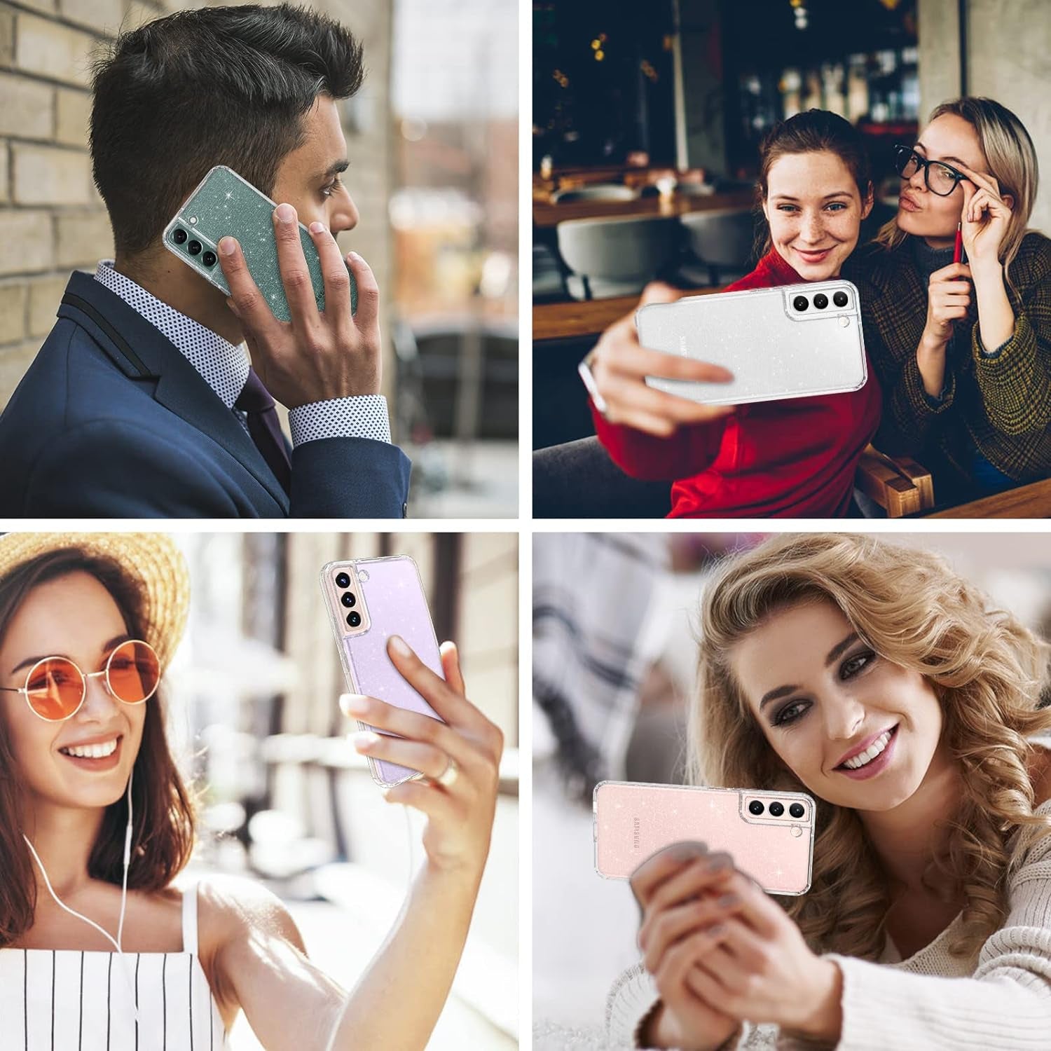 GUAGUA Compatible with Samsung Galaxy S22 5G Case 6.1 Inch Crystal Clear Flexible Soft TPU Cover Glitter Sparkle Bling Slim Shockproof Protective Anti-Slip Cases for Galaxy S22, Transparent  GUAGUA   