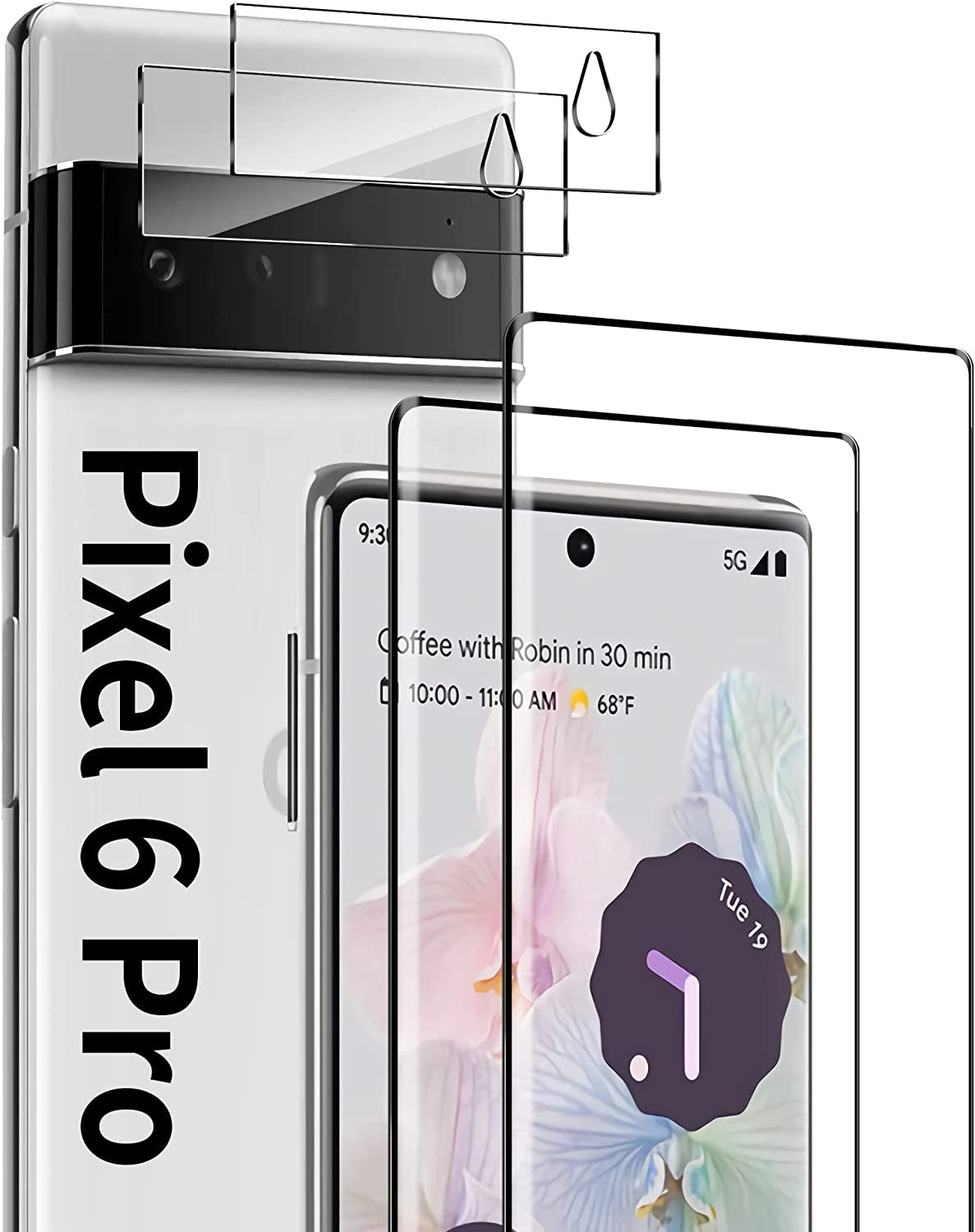 Corefyco Direct [2+2 Pack for Google Pixel 7 Pro Screen Protector 6.7 Inch and Camera Lens Protector, 9H Tempered Glass, HD Clear, Scratch Resistance, 3D Curved  Corefyco Direct Pixel 6 Pro  