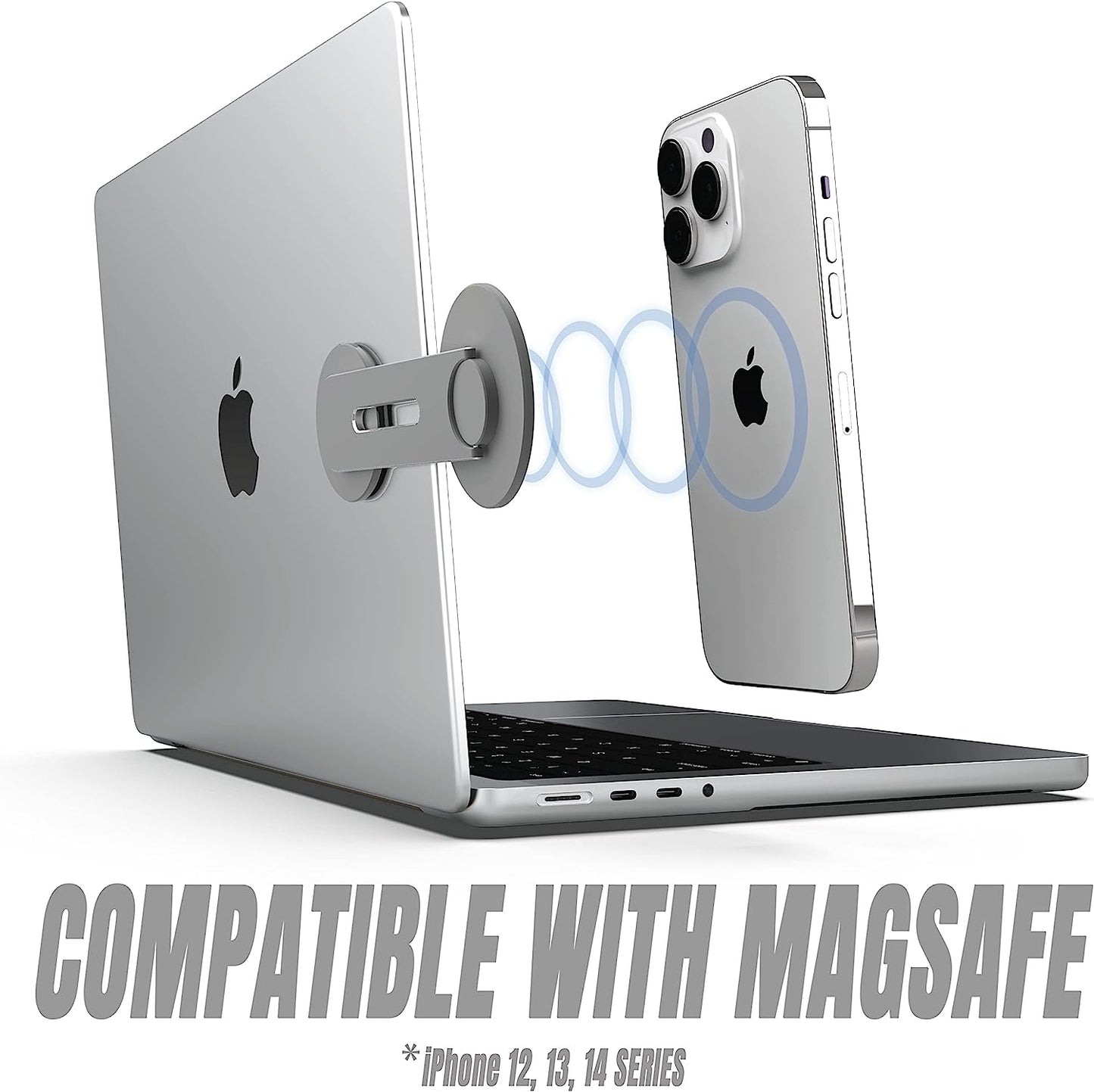 ICONIT Continuity Flip Iphone Laptop Mount - Slim Magnetic Phone Holder Swivels 180° for Laptops and Monitors - Adjustable Magnetic Arm - Compatible with Iphone 14/13/12 plus Pro Max (Gray)  ICONIT   