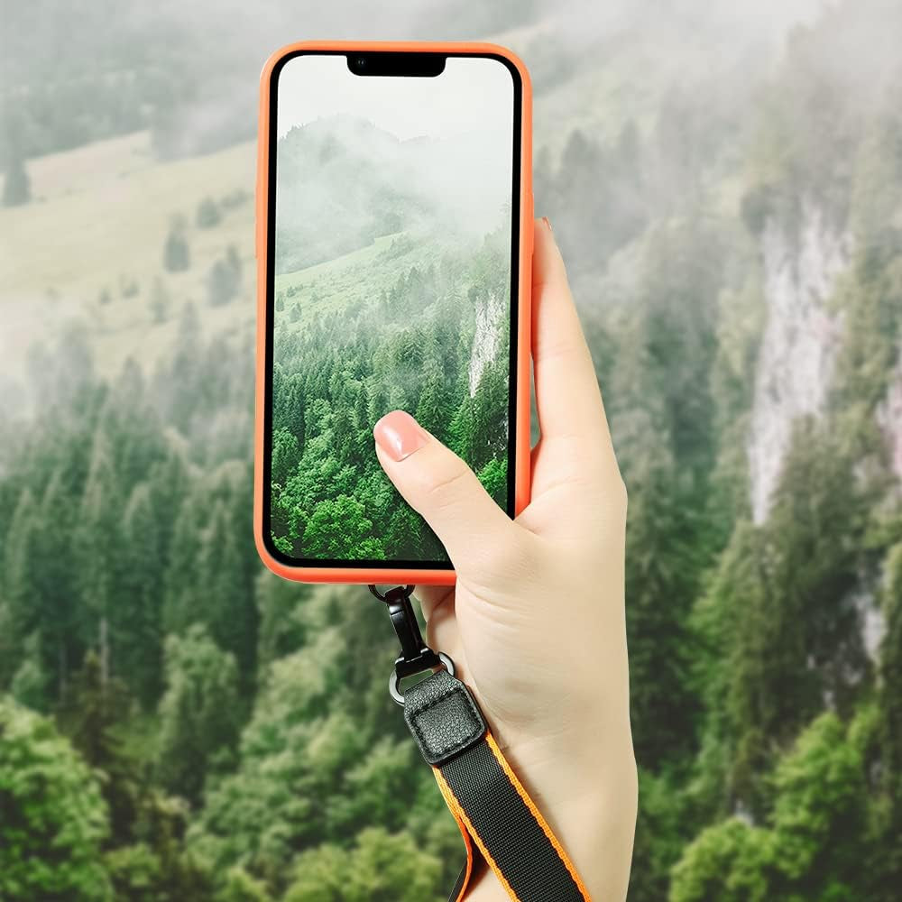 Zvedeng Compatible with Iphone 13 Mini Kickstand Case, Vertical Horizontal Stand Hand Strap with Detachable Lanyard Wrist Sling Slim Fit Cover Upgraded Shockproof Case for Iphone 13 Mini 5.4'' Orange  ZVEdeng   