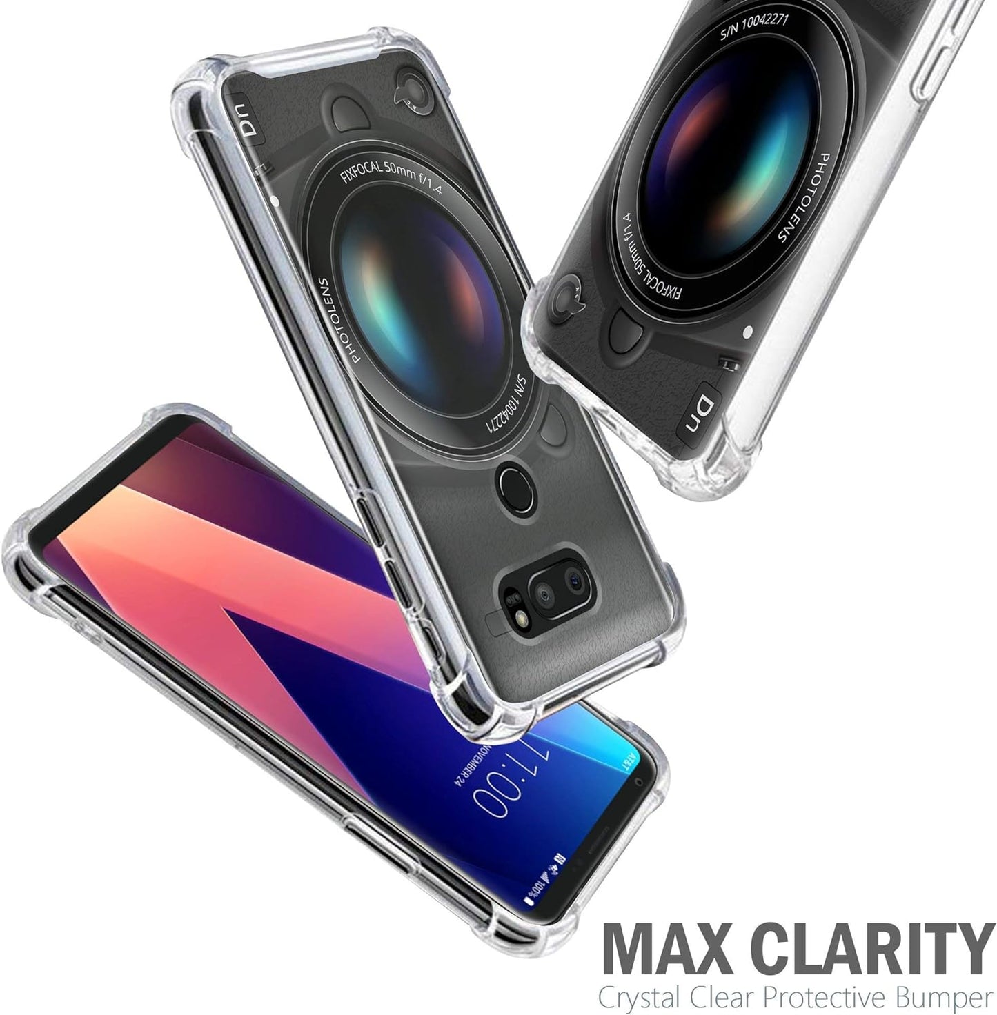 Casesondeck Fitted Case Compatible with [LG V30S Thinq and LG V30] Full Body Clear Bumper Case Slim Fitted Unique Cover (Camera)  CasesonDeck   