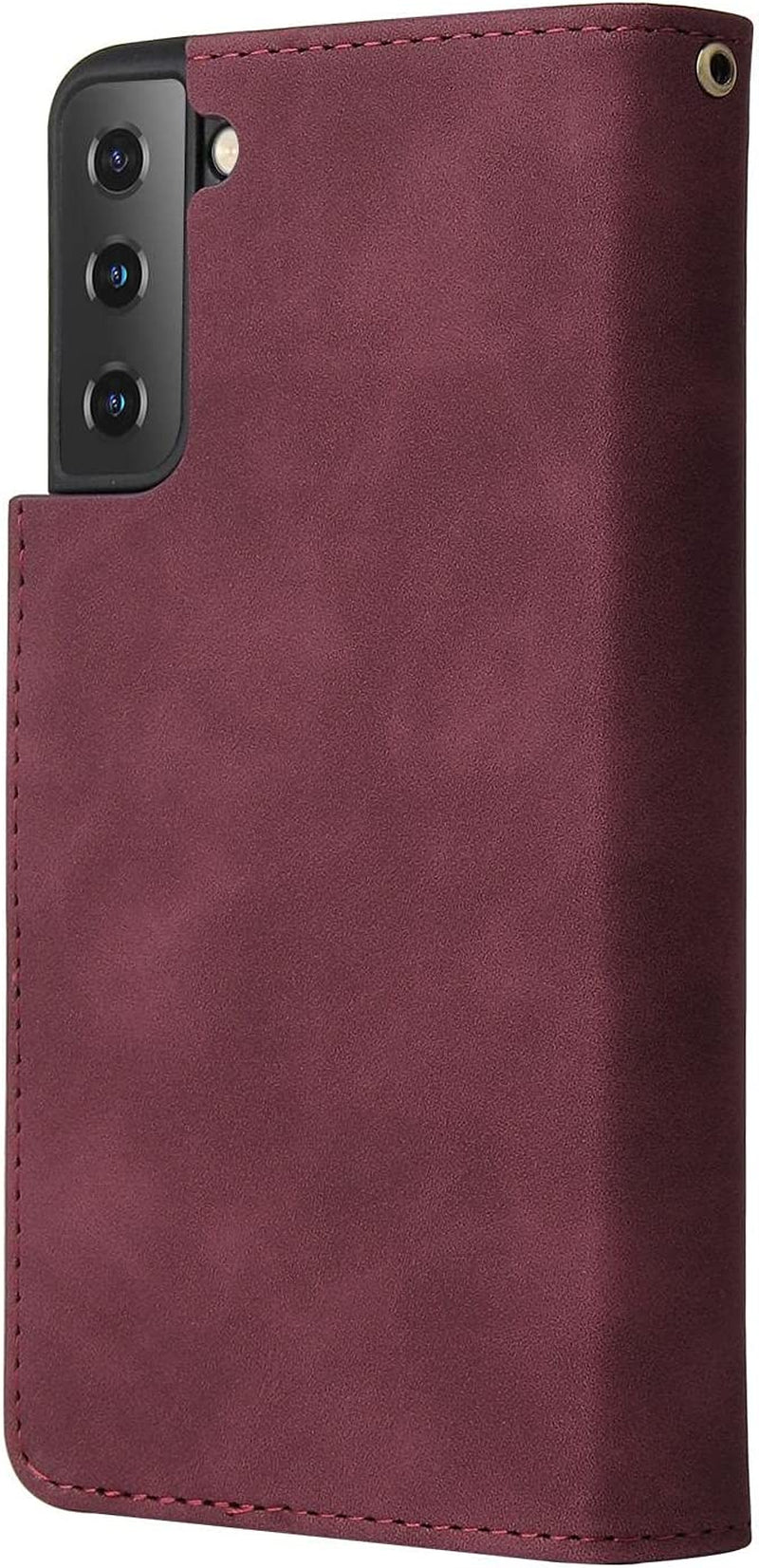 ZZXX Samsung Galaxy S22+ plus Case Wallet with Card Slot Premium Soft PU Leather Zipper Flip Folio with Wrist Strap Kickstand Protective for Samsung S22+ plus Wallet Case(Wine Red-6.6 Inch)  ZZXX   