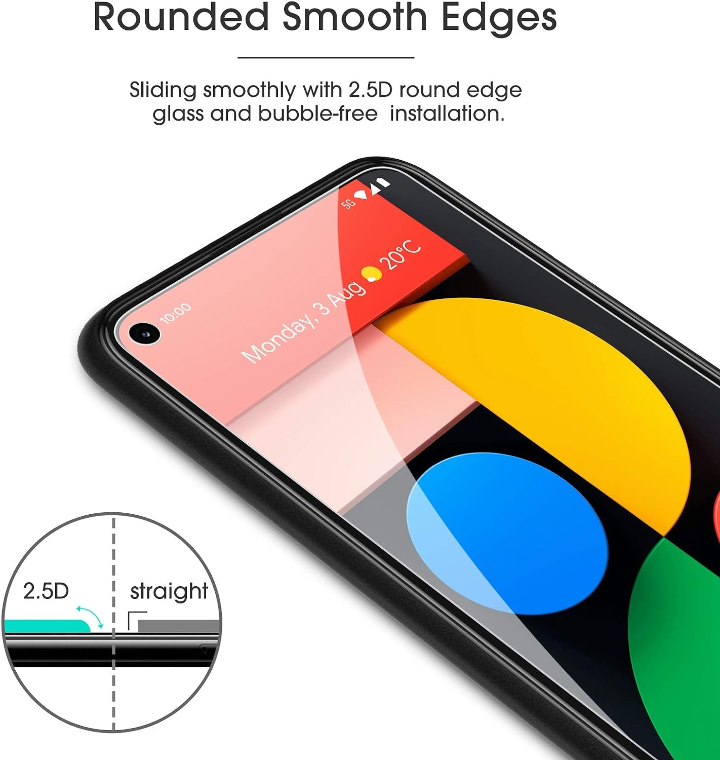 OMOTON [3 Pack] Screen Protector for Google Pixel 5 - Tempered Glass/Alignment Frame/Anti Scratch Screen Protector for Google Pixel 5  OMOTON   